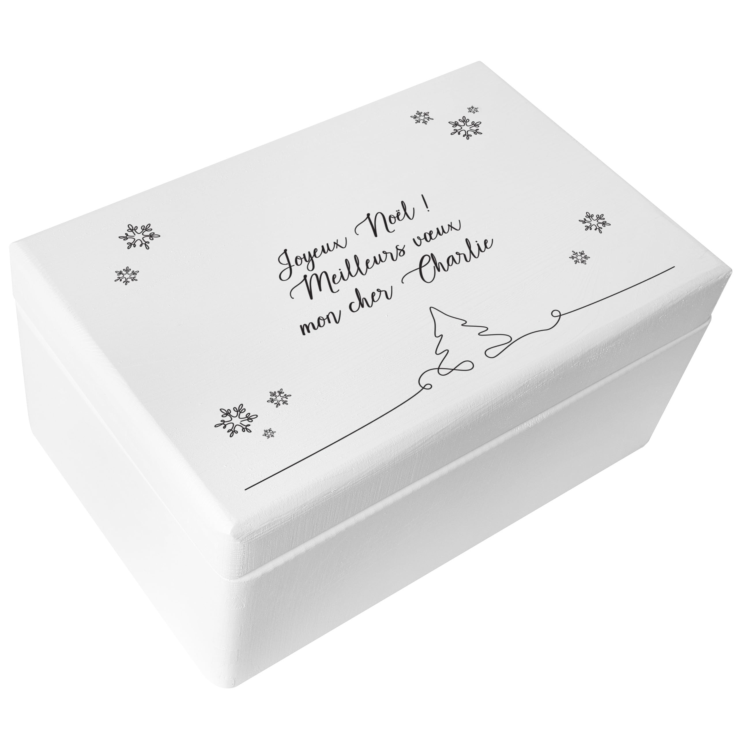 Creative Deco Boîte Noël bois cerf couronne 40x30x14 cm