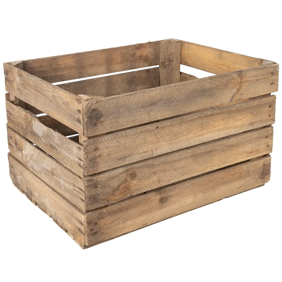Creative Deco Caisse Bois Vintage Foncé 50x40x30 cm vin