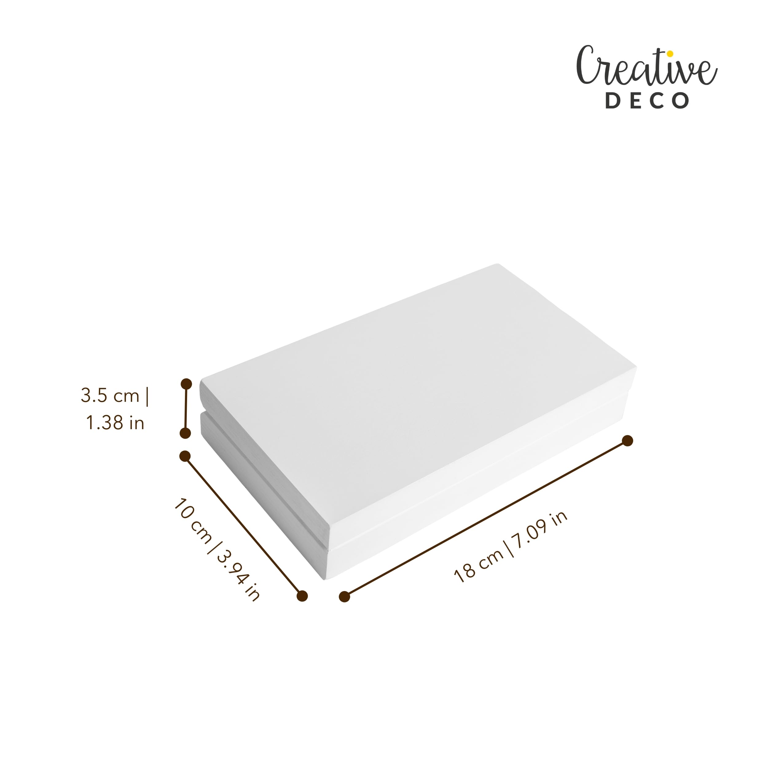 Creative Deco Boîte bois blanc couvercle 18x10x3,5 cm