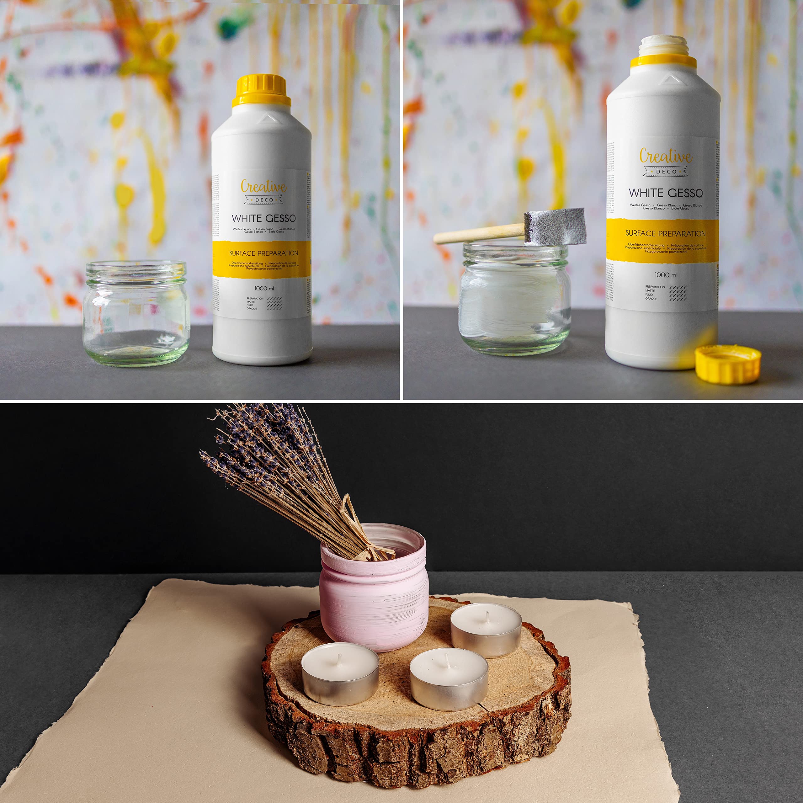 Creative Deco Gesso Acrylique Blanc sous-couche 1 L mat
