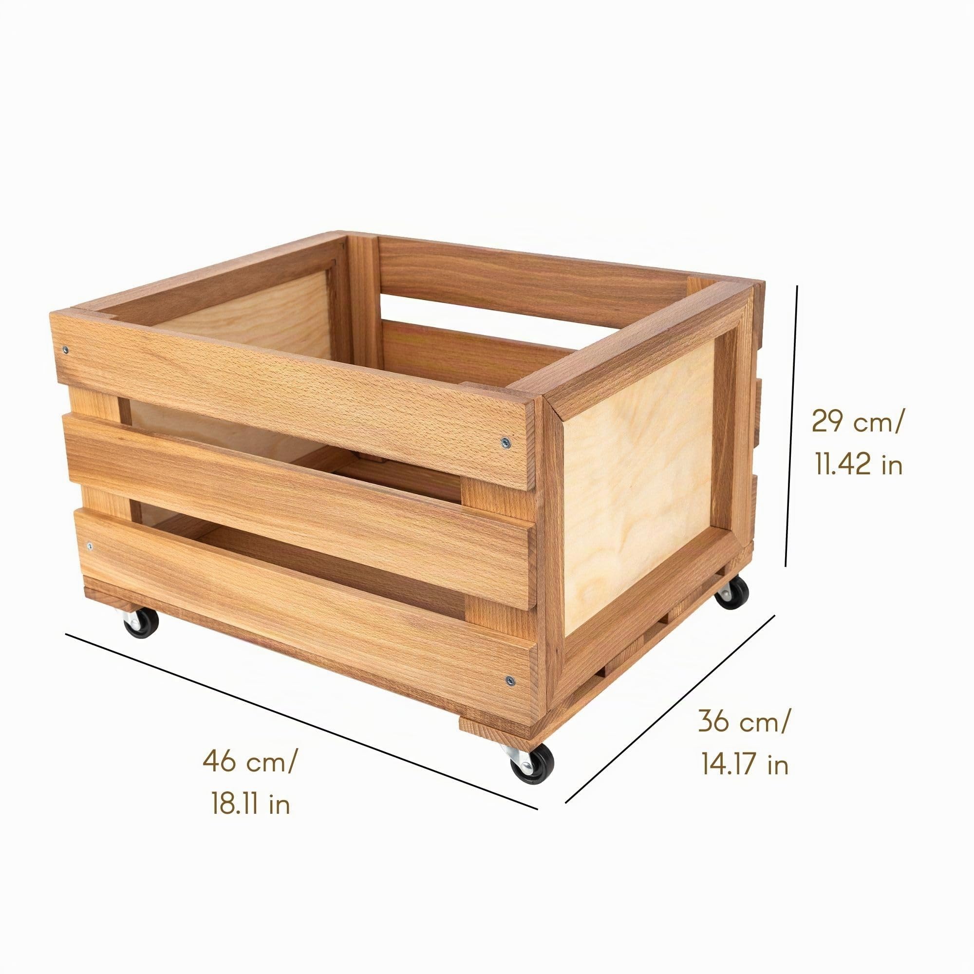 Creative Deco Caisse Bois Vinyles hêtre 46x36x29 cm 80 disques