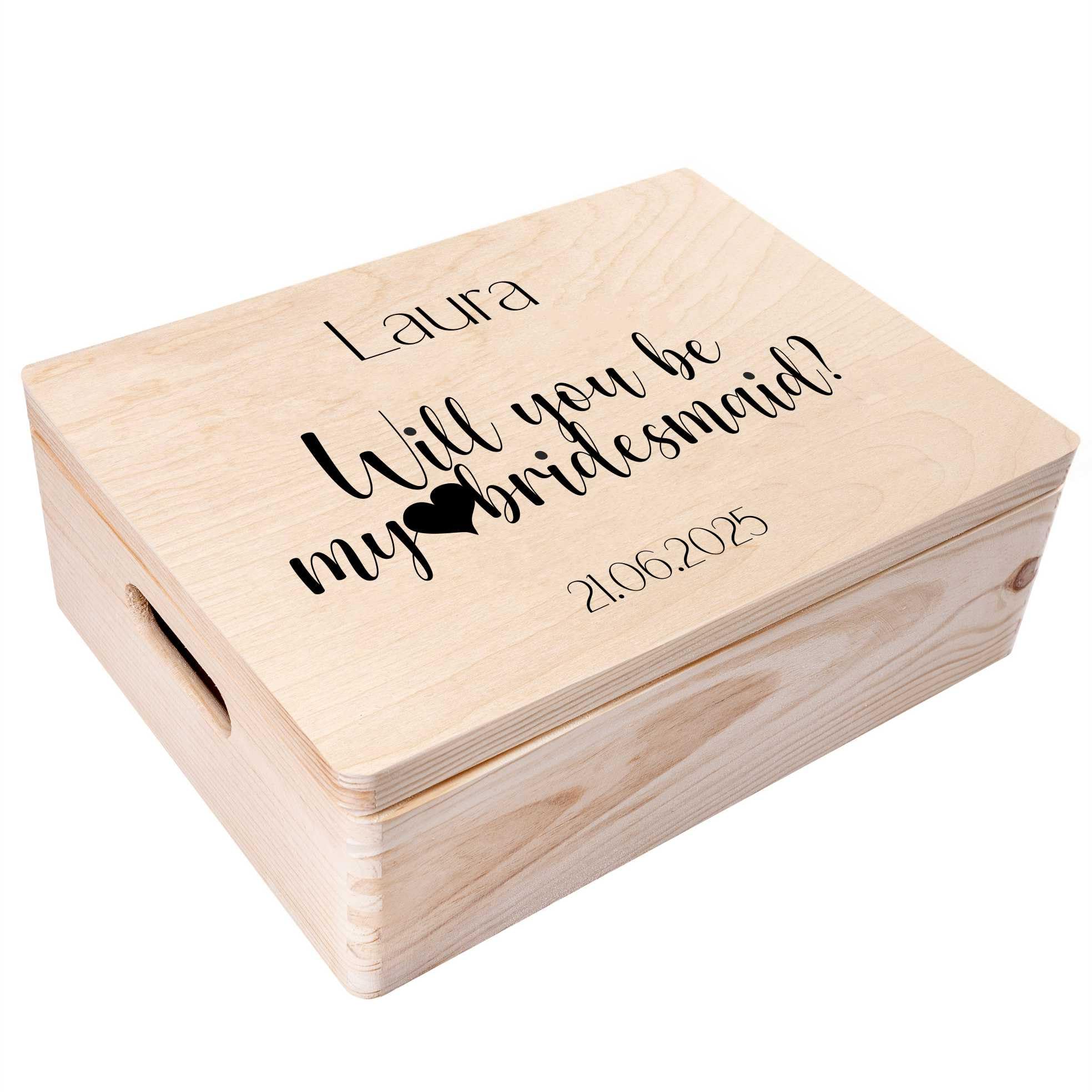 Creative Deco Boîte en Bois Témoin 30x20x14 cm Personnalisée Mariage