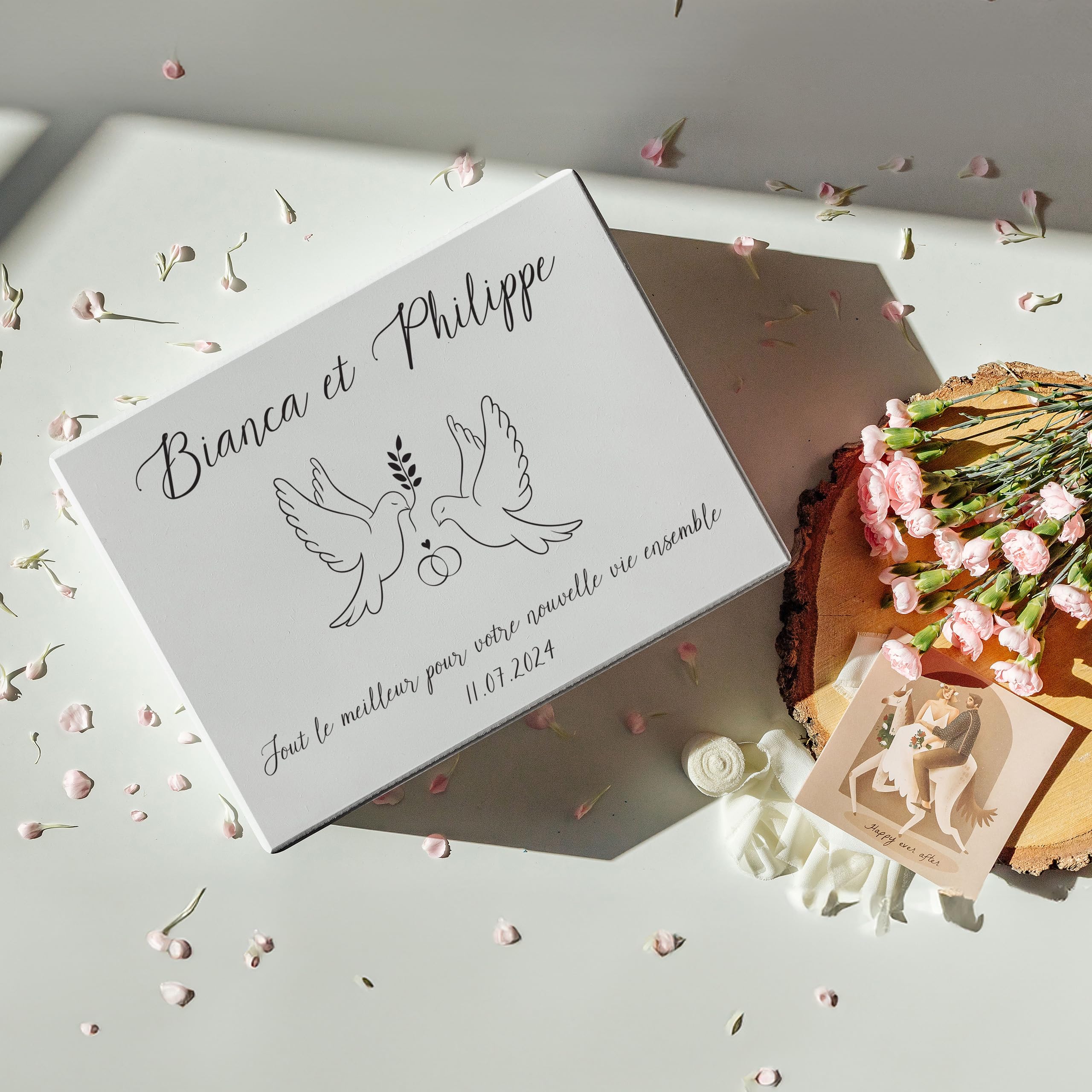 Creative Deco Mariage Colombe boîte souvenirs 40x30 cm