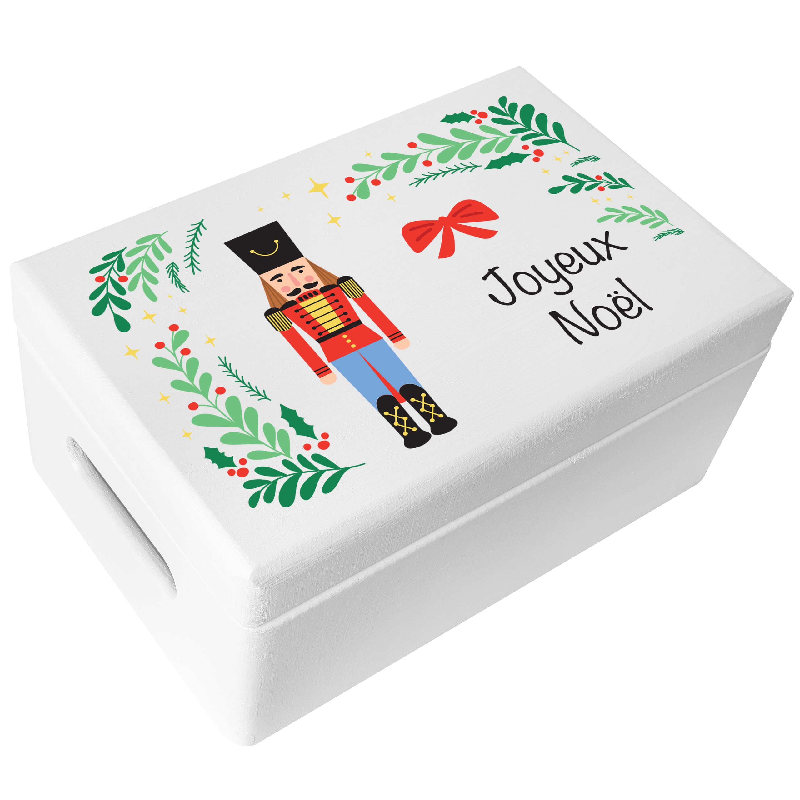 Creative Deco Boîte Noël bois cerf couronne 40x30x14 cm