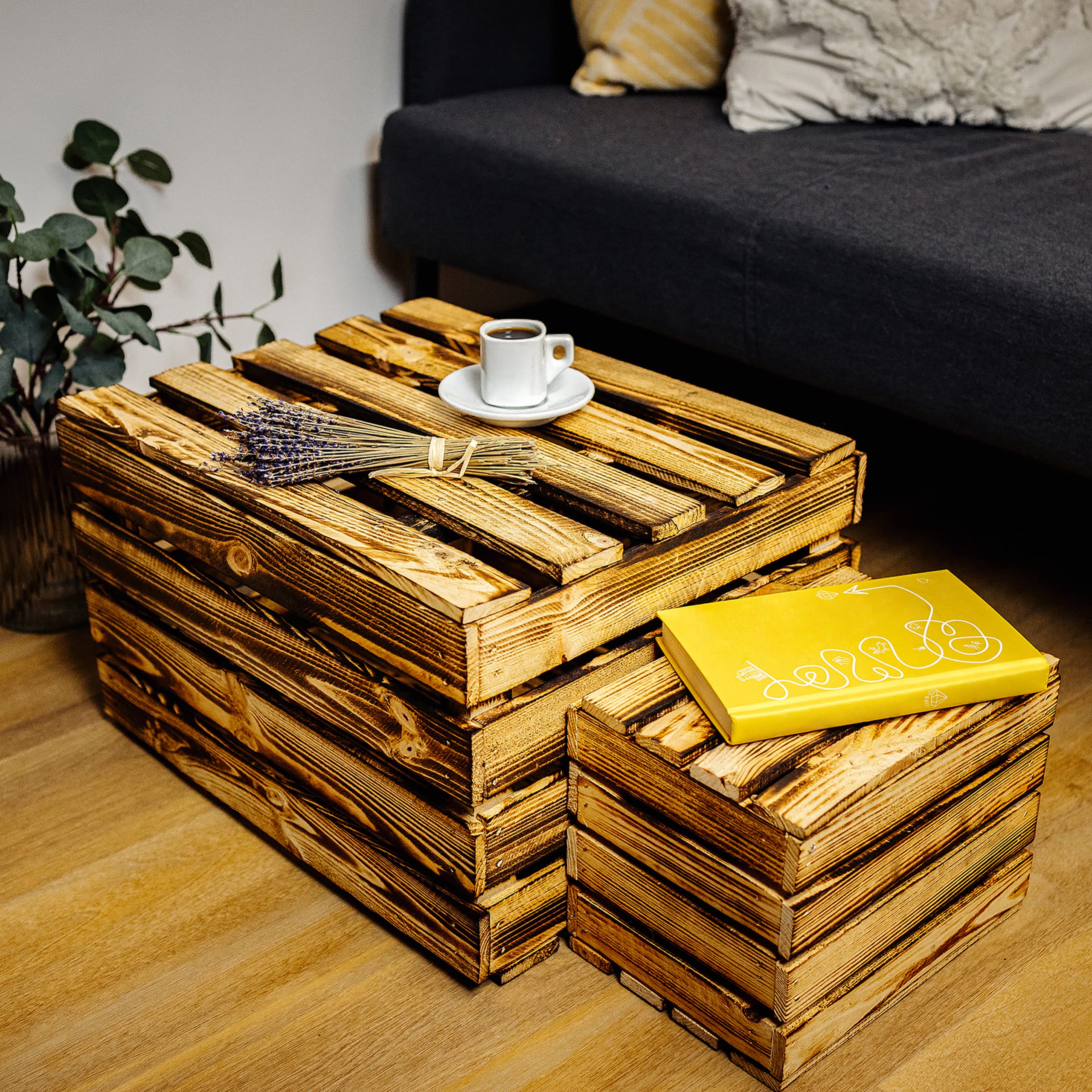 Creative Deco Boîte bois flammé 27,5x20x21,5 cm naturel pin