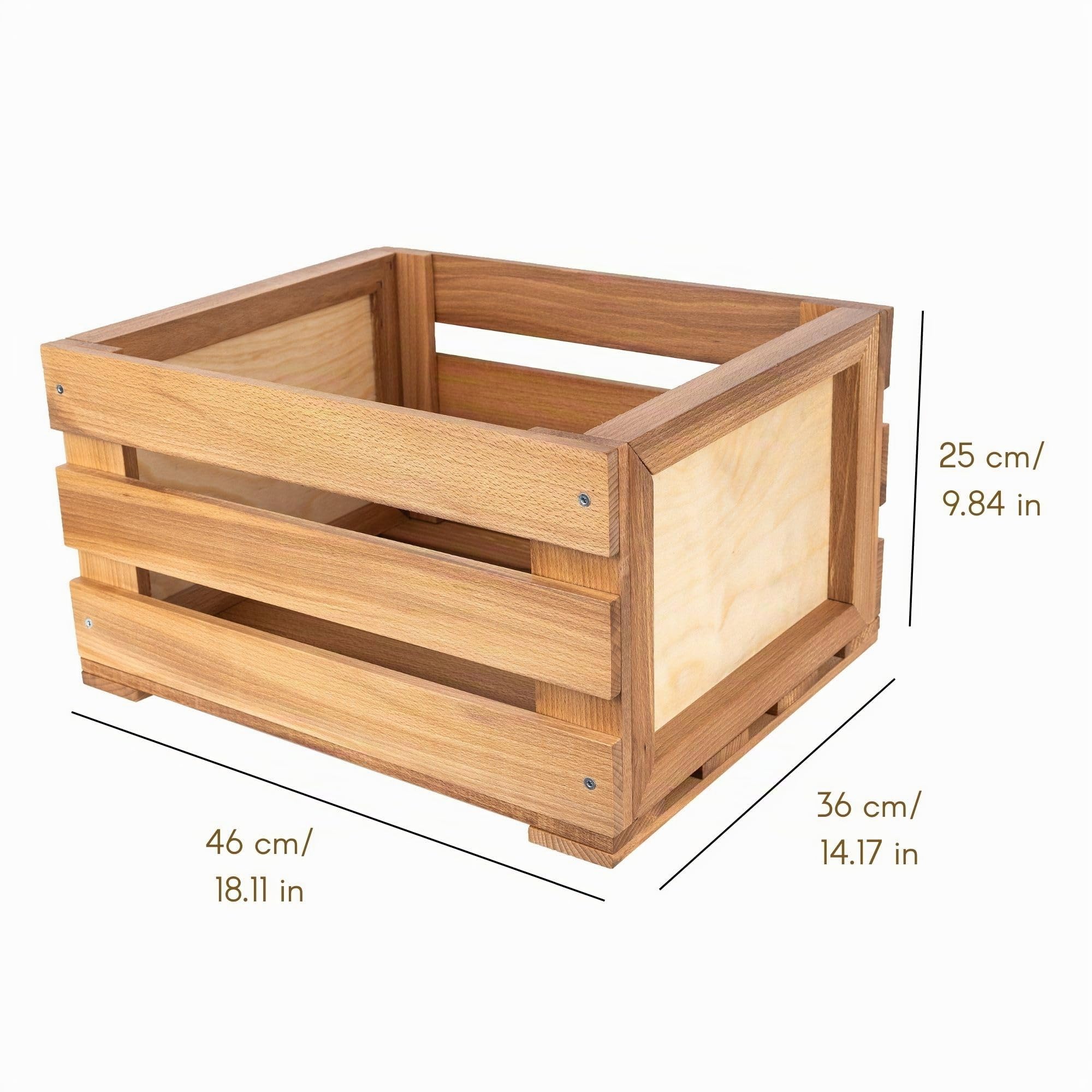 Creative Deco Caisse Bois Vinyles Hêtre 46x36x25cm
