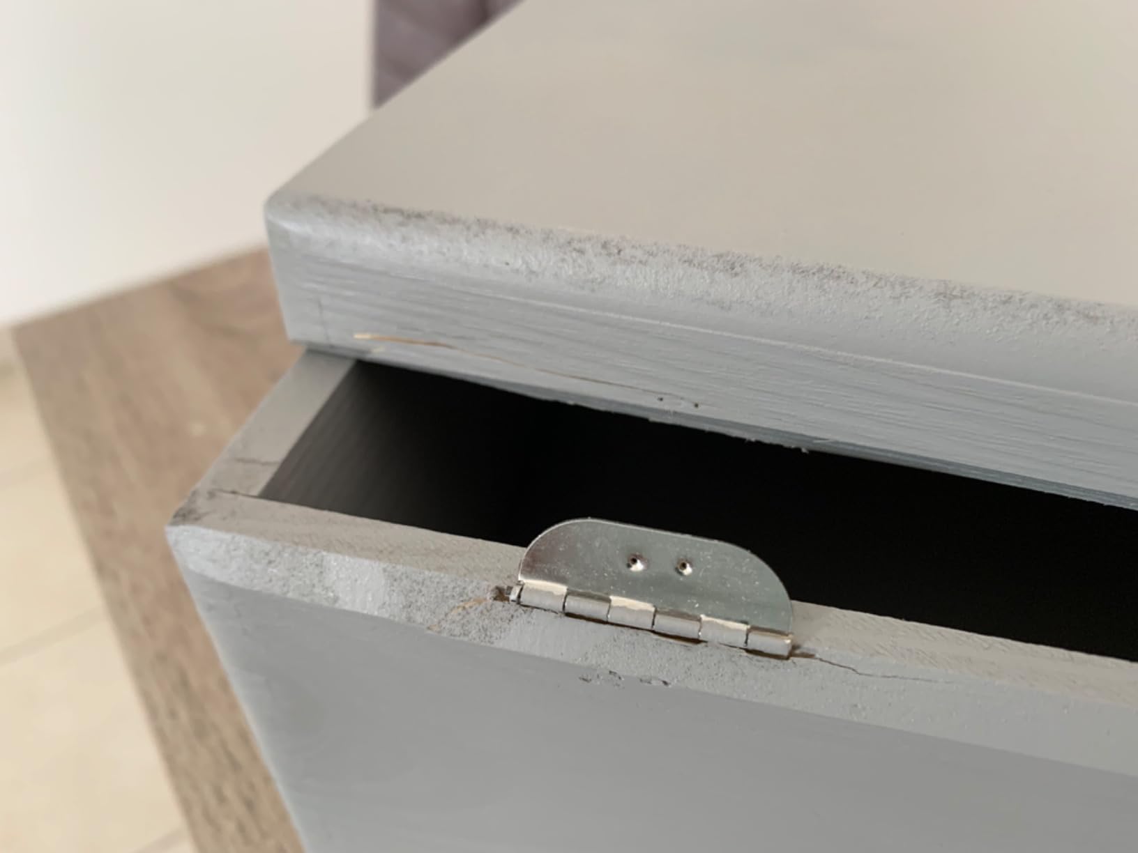 Creative Deco Boîte rangement bois gris 40x30x14 cm