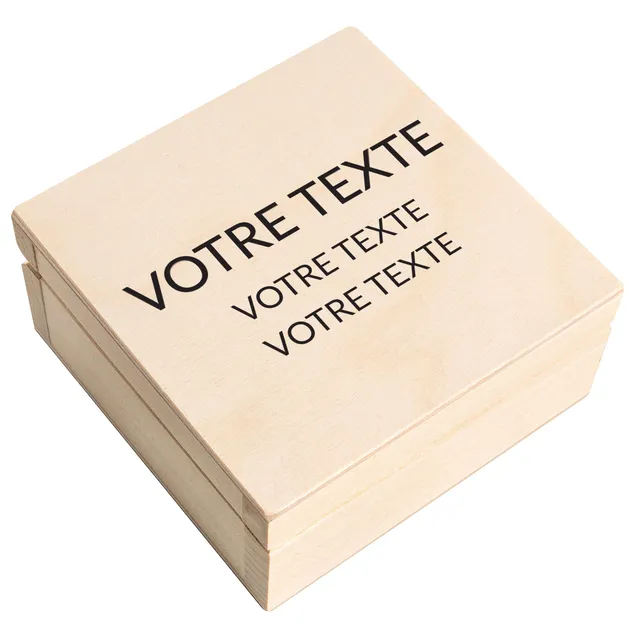 Creative Deco Texte souhaité boîte bois 10x10 cm beige personnalisée
