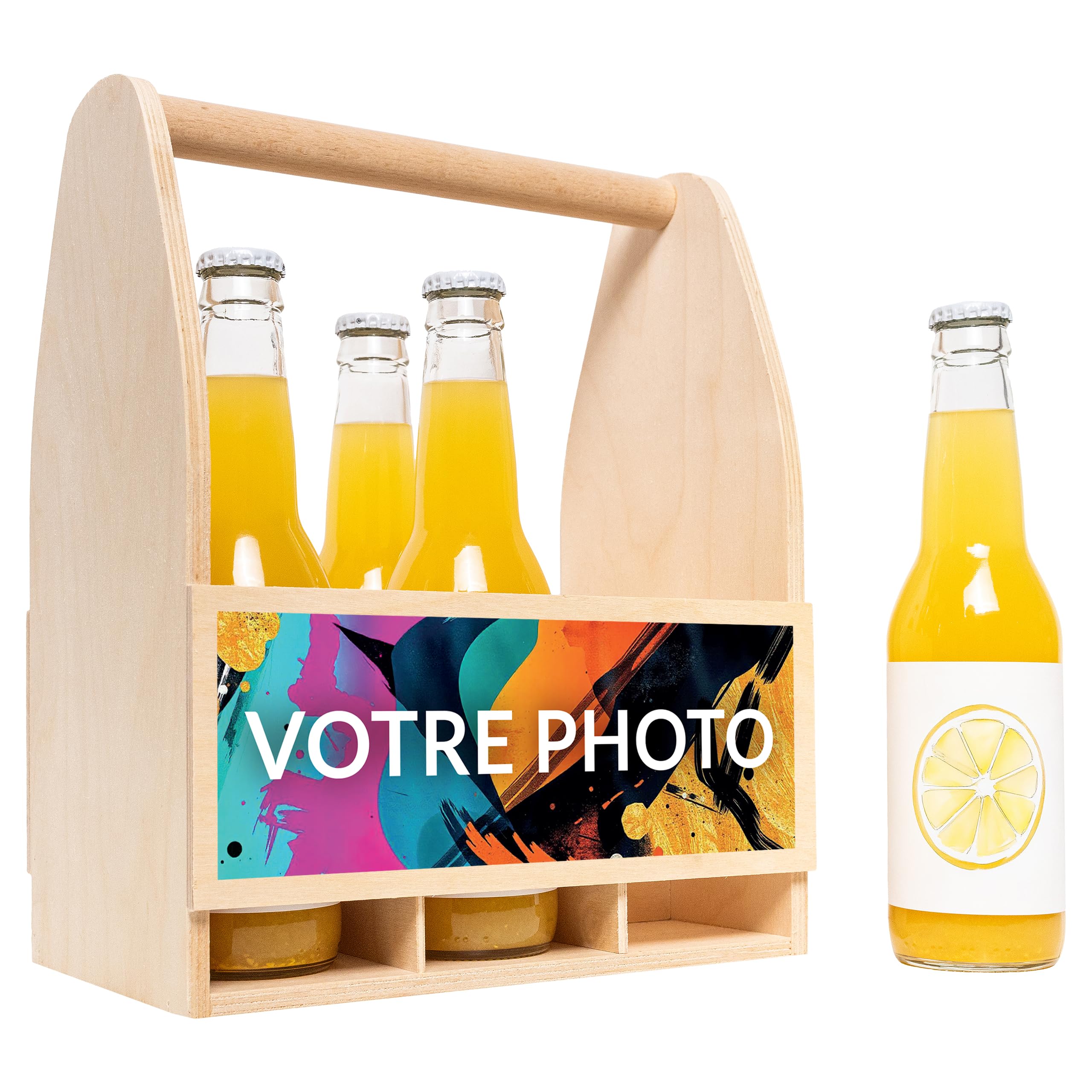 Creative Deco Coffret bière bois 6 bouteilles photo 24x16x30 cm