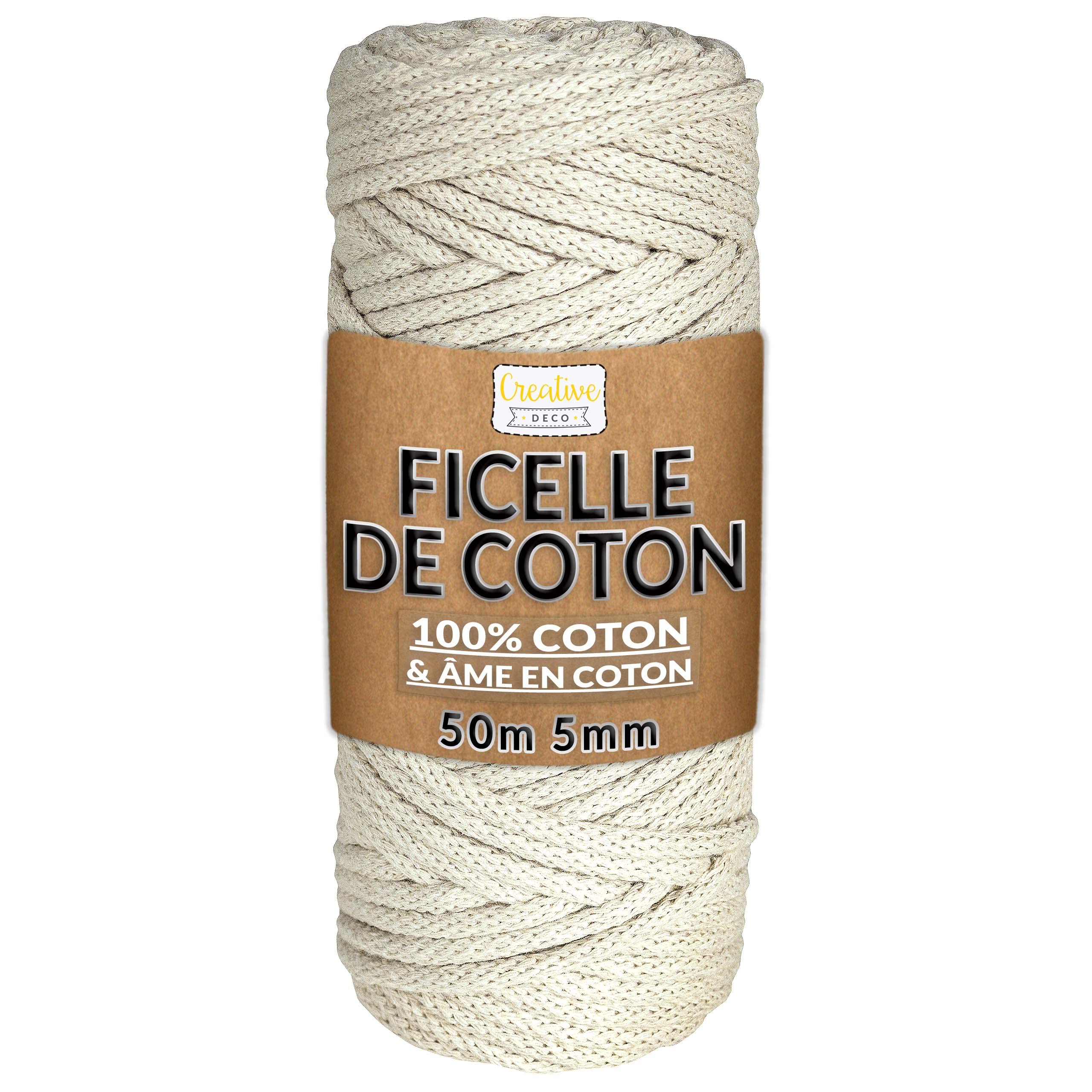 Creative Deco Strings corde macramé coton 5 mm 50 m ivoire