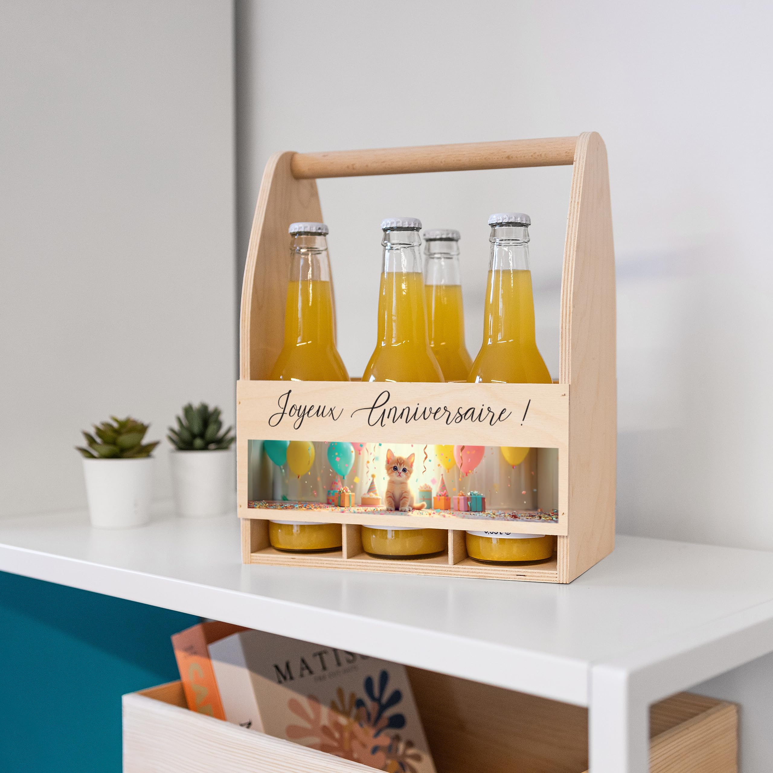 Creative Deco Coffret bière bois 6 bouteilles photo 24x16x30 cm