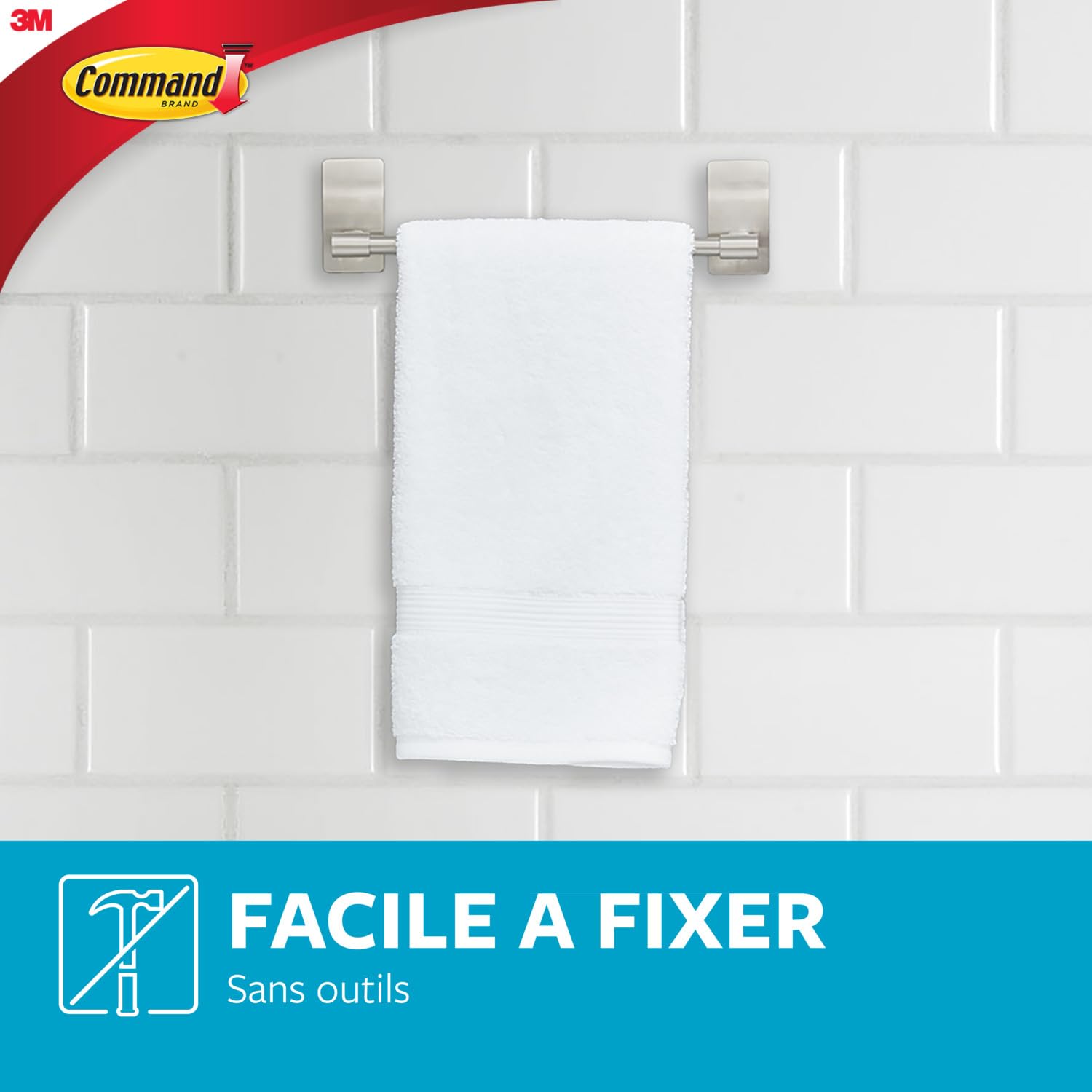 Command porte-serviette nickel satiné 1,3kg sans perçage