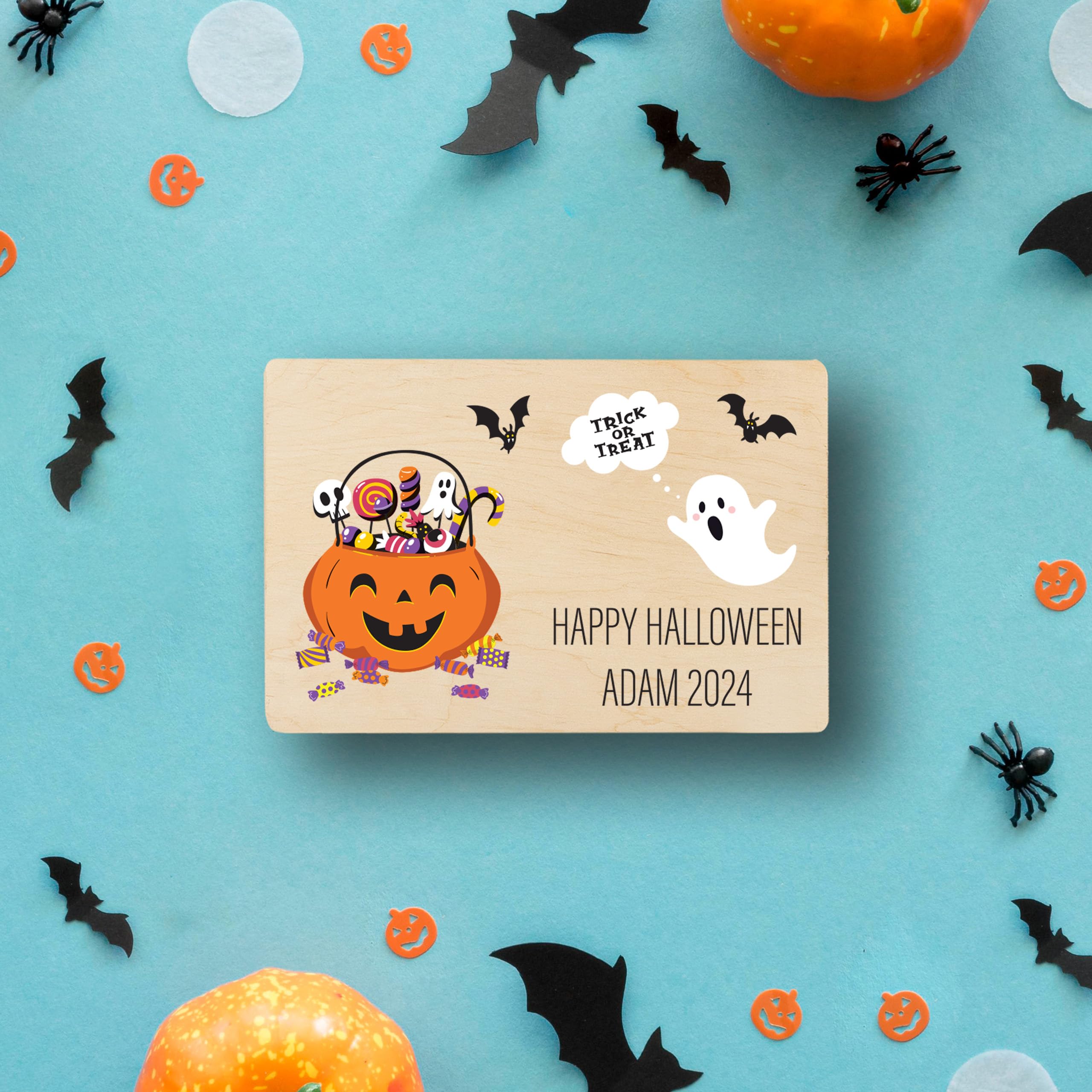 Creative Deco Boîte en bois citrouille 30x20x14 Halloween