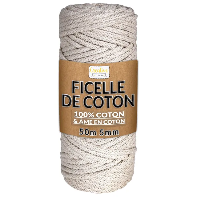 Creative Deco Strings corde macramé 5mm x 50m beige coton