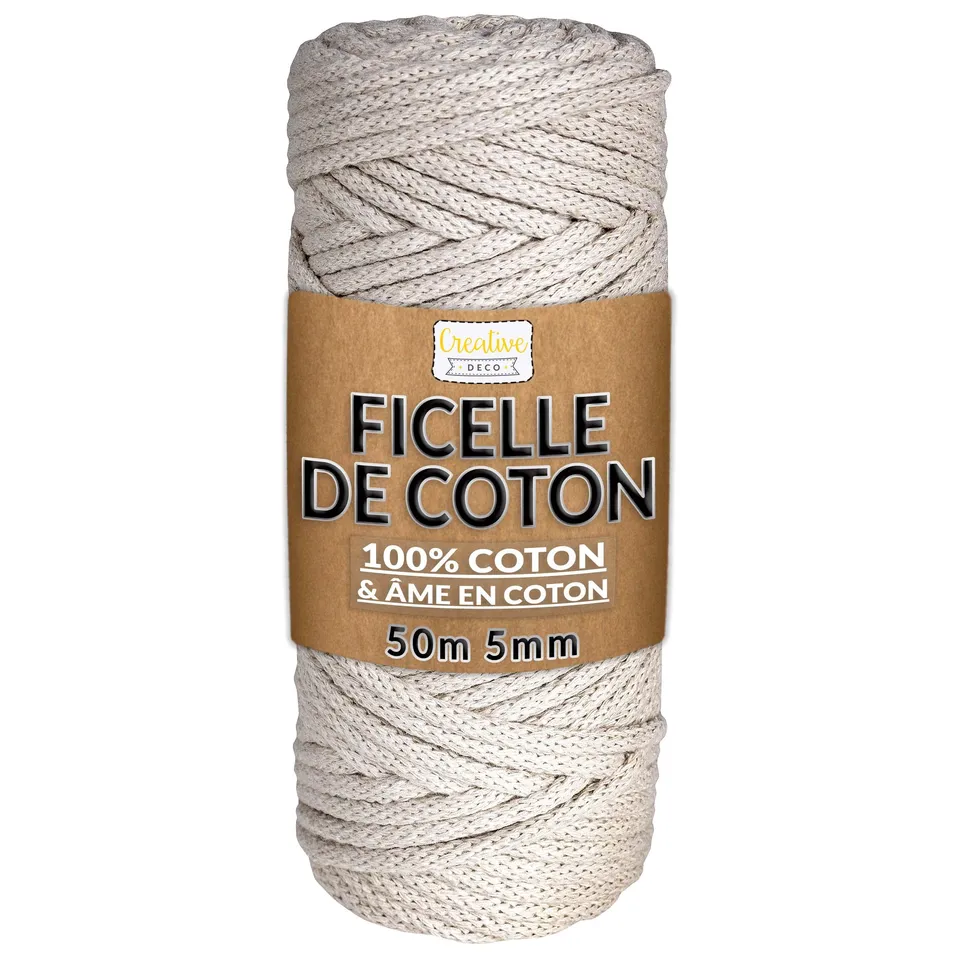 Creative Deco Strings corde macramé 5mm x 50m beige coton