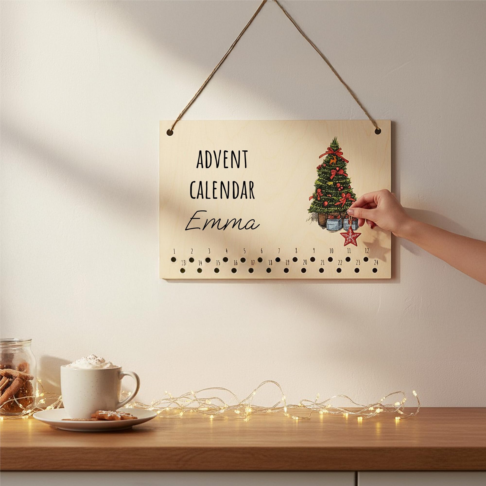 Creative Deco Sapin calendrier avent bois personnalisé A4