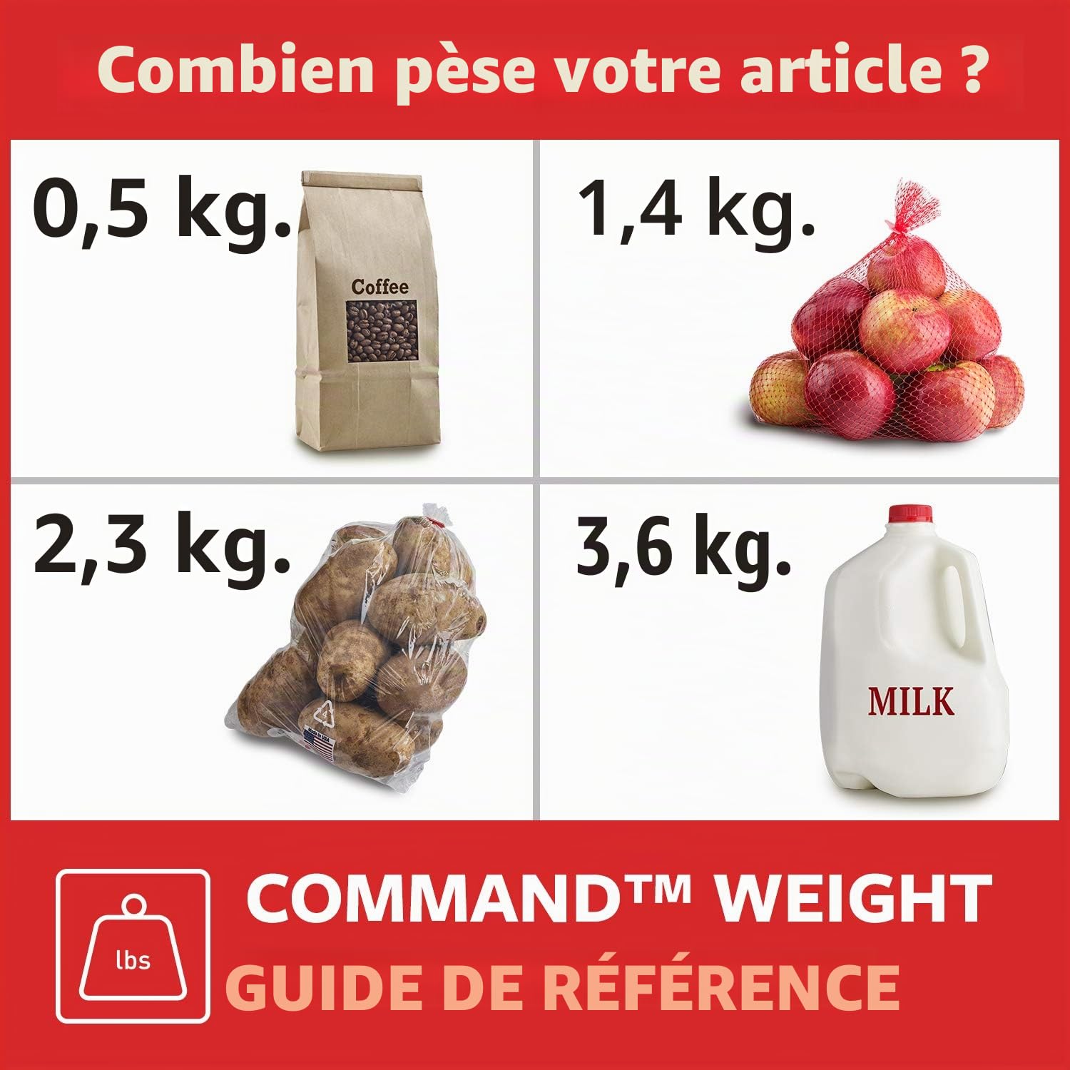 Command Salle de Bain Grand Crochet Adhésif Blanc Large 2,2 kg
