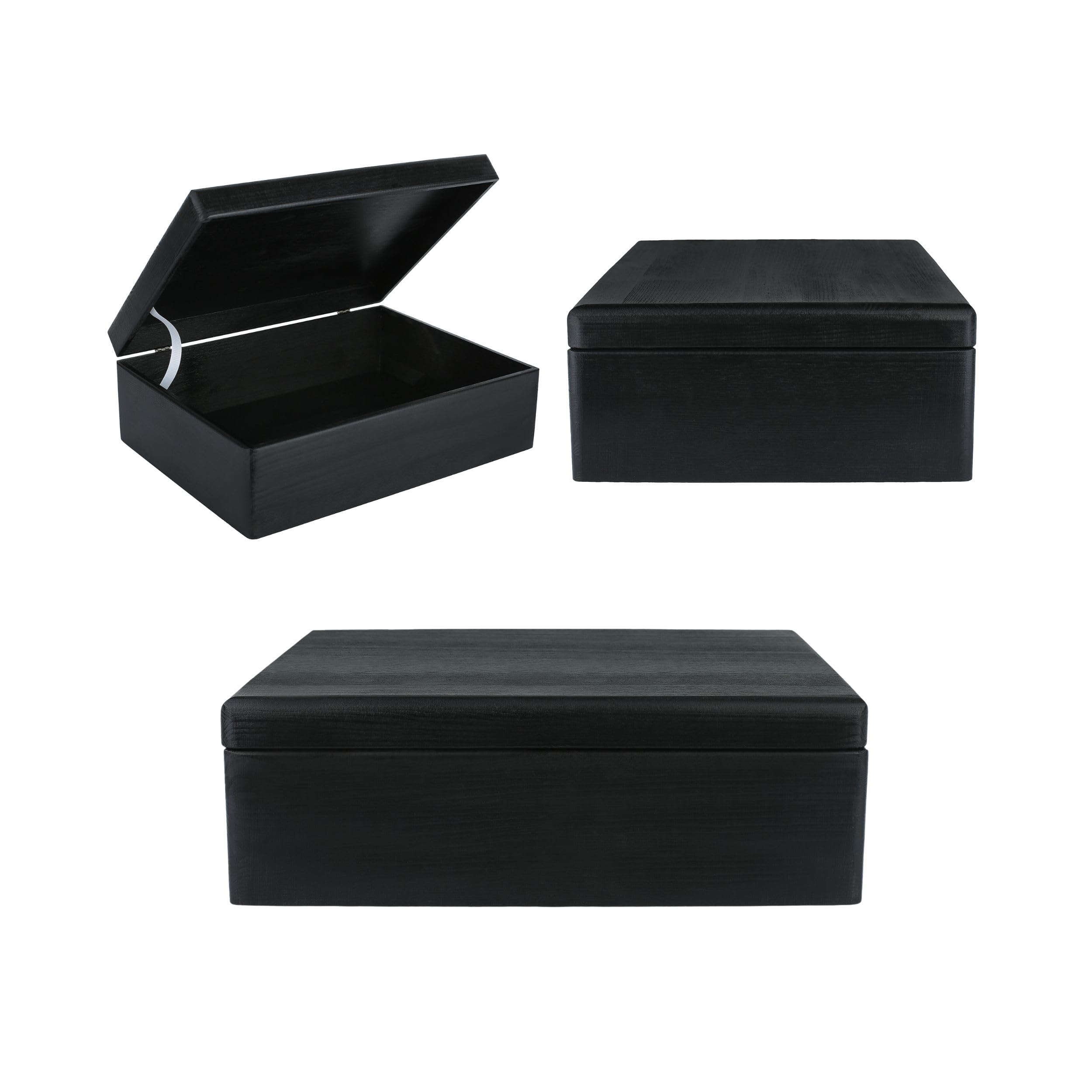 Creative Deco Boîte Rangement Bois Noir 40x30x14 cm à Décorer
