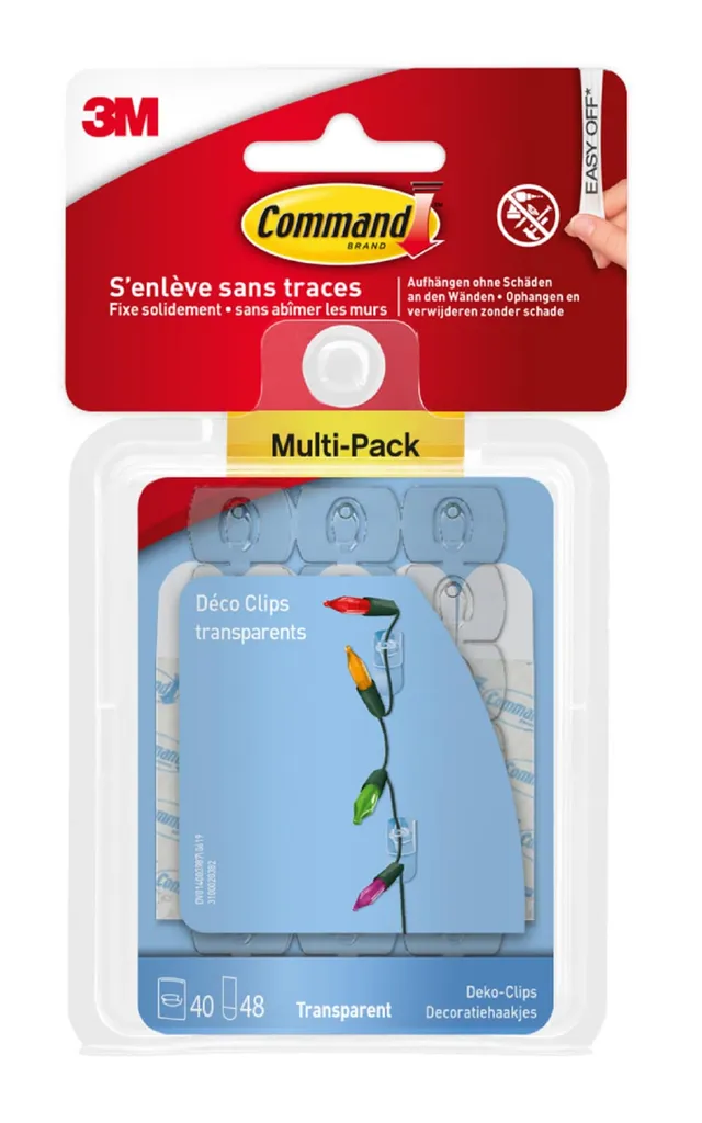 Command Crochets Transparents Déco Clips lot 40 guirlande