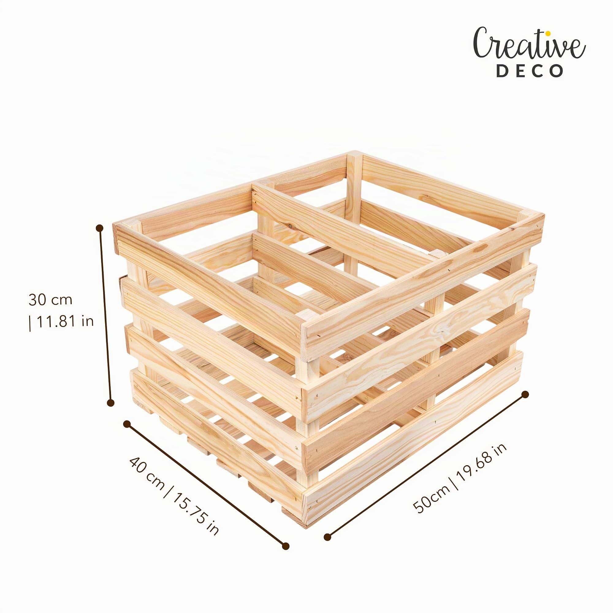 Creative Deco Caisse bois naturel étagère 50x40x30 cm beige