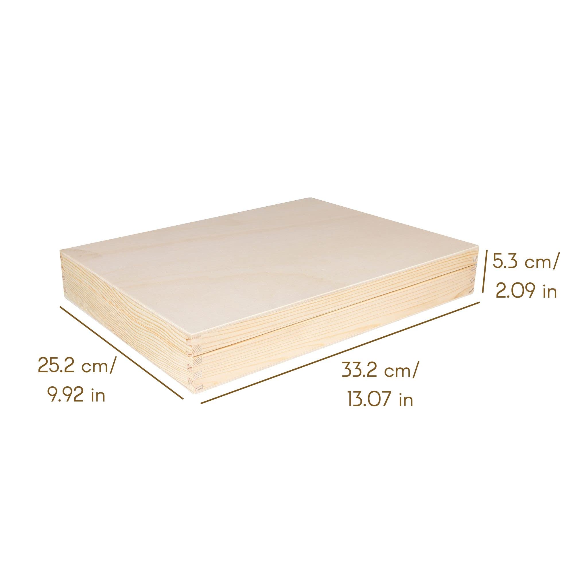 Creative Deco Wood boîte bois beige A4 34x25,3x5,3 cm