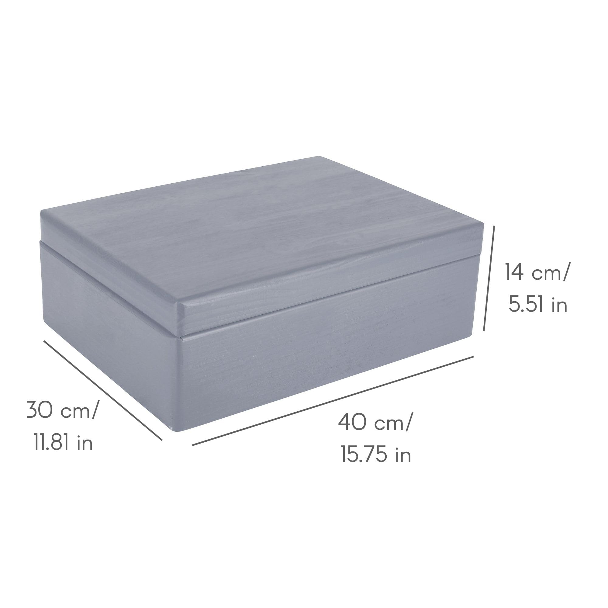 Creative Deco Boîte rangement bois gris 40x30x14 cm