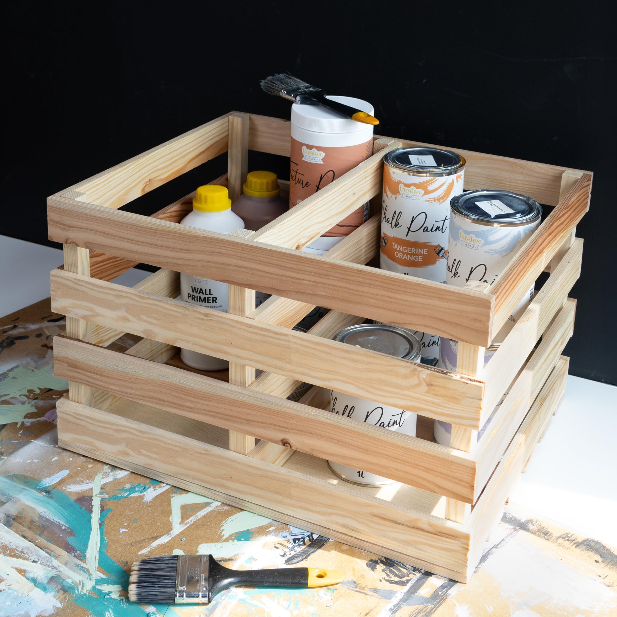 Creative Deco Caisse bois naturel étagère 50x40x30 cm beige