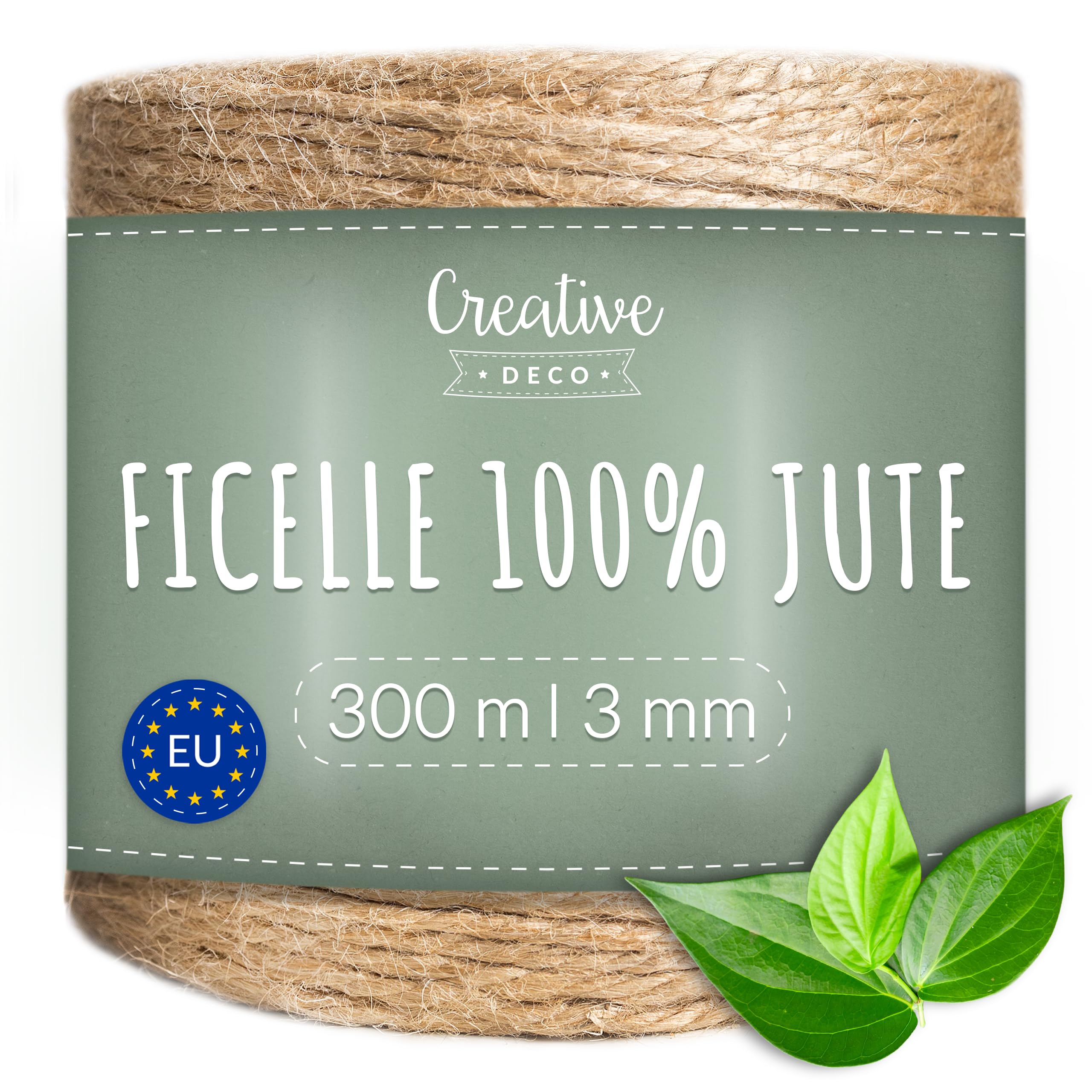 Creative Deco Ficelle jute 3 mm bobine 300 m naturel