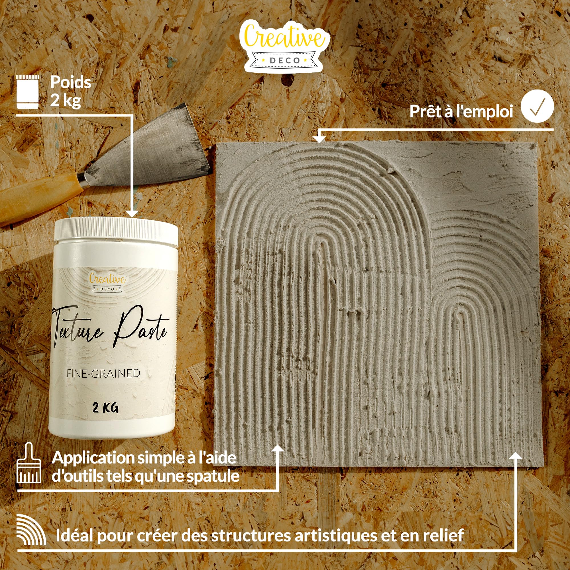 Creative Deco Pâte de Structure Grain Fin Blanche 2kg