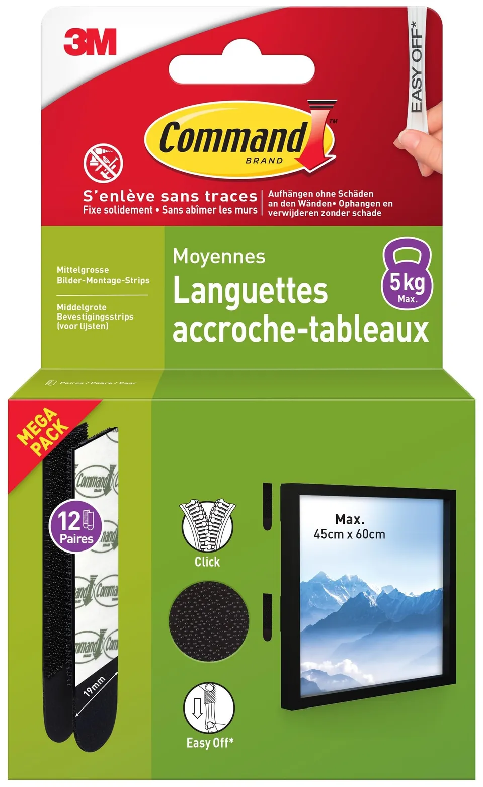 Command Languettes Tableaux Moyen Noir 12 Paires 5 kg