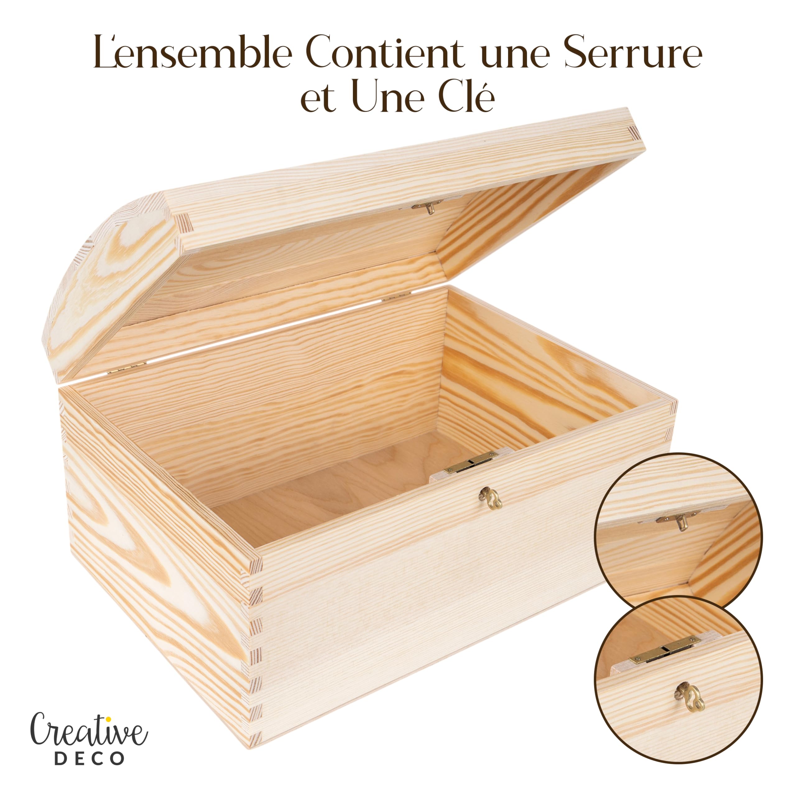 Creative Deco Wood products boîte enveloppes 34,5 cm bois serrure