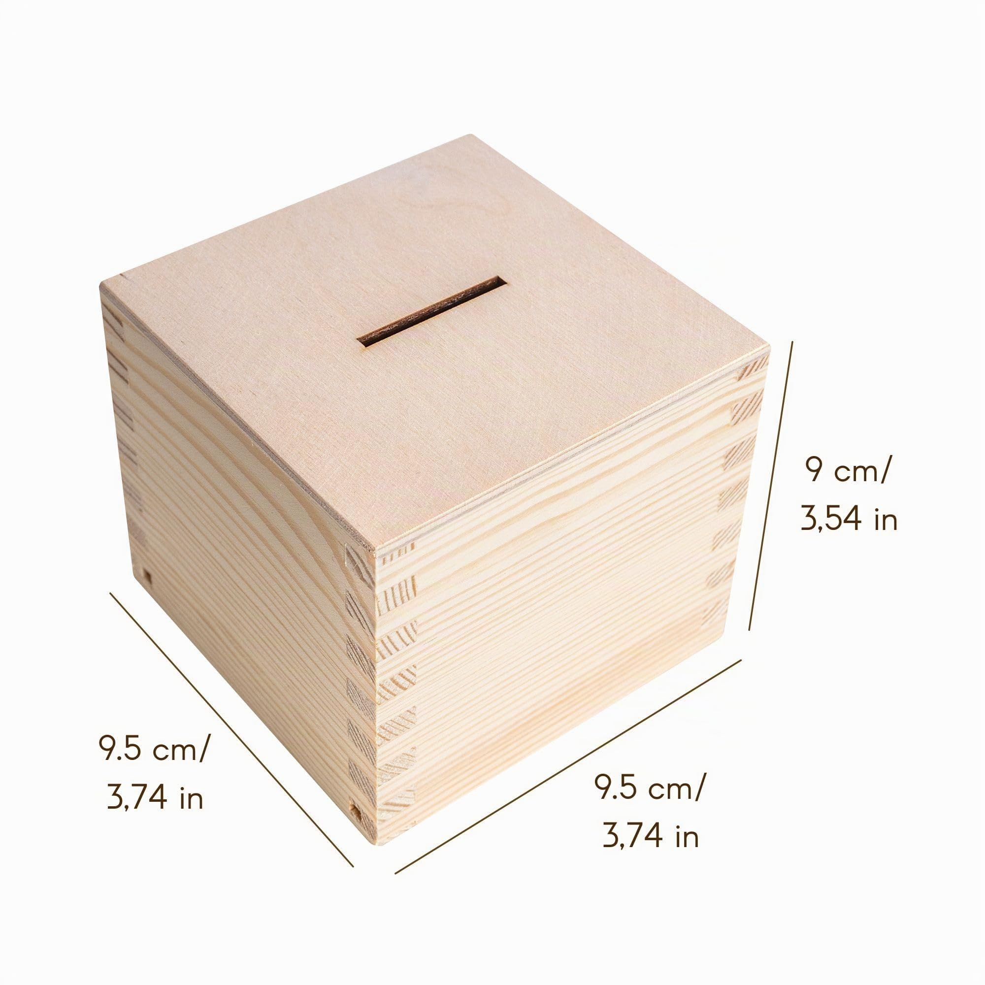 Creative Deco tirelire bois pin naturel 9,5x9,5 cm à décorer