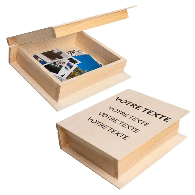 Creative Deco Boîte Livre Bois Personnalisée 24x19x7,5 cm Cadeau