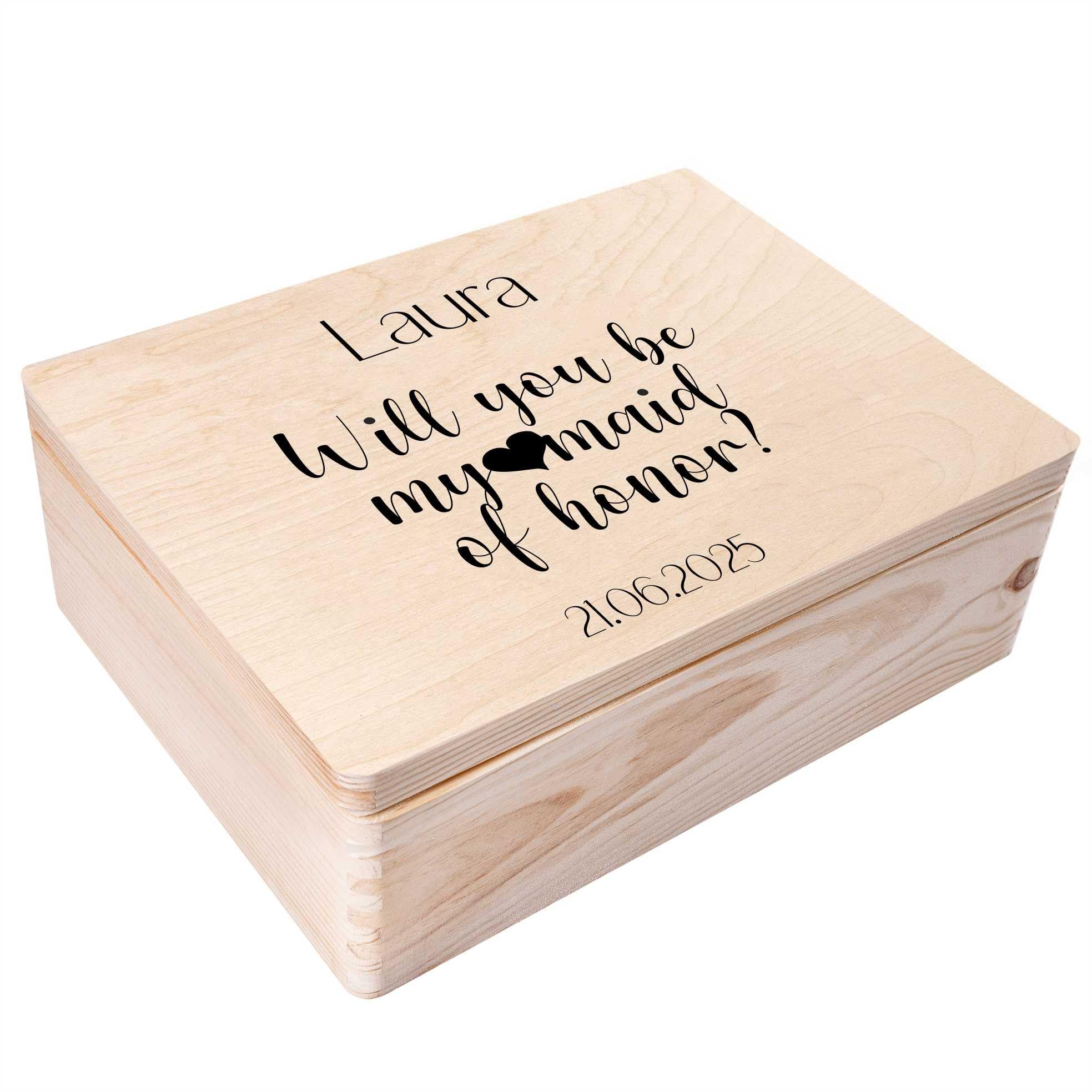 Creative Deco Boîte en Bois Mariée 30x20x14 cm Personnalisée EVJF