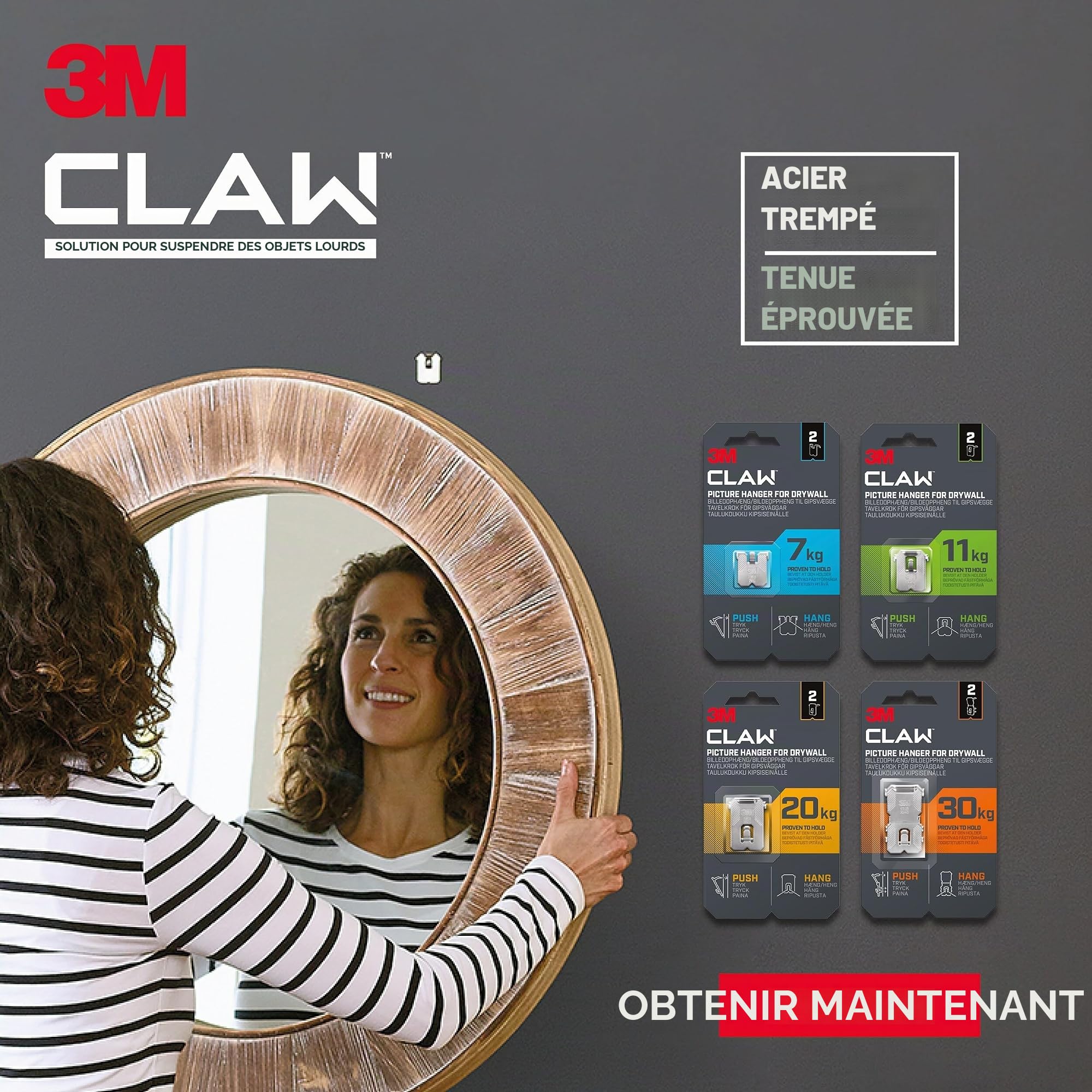 Command Crochets plaque de plâtre 3M CLAW 20 kg x2