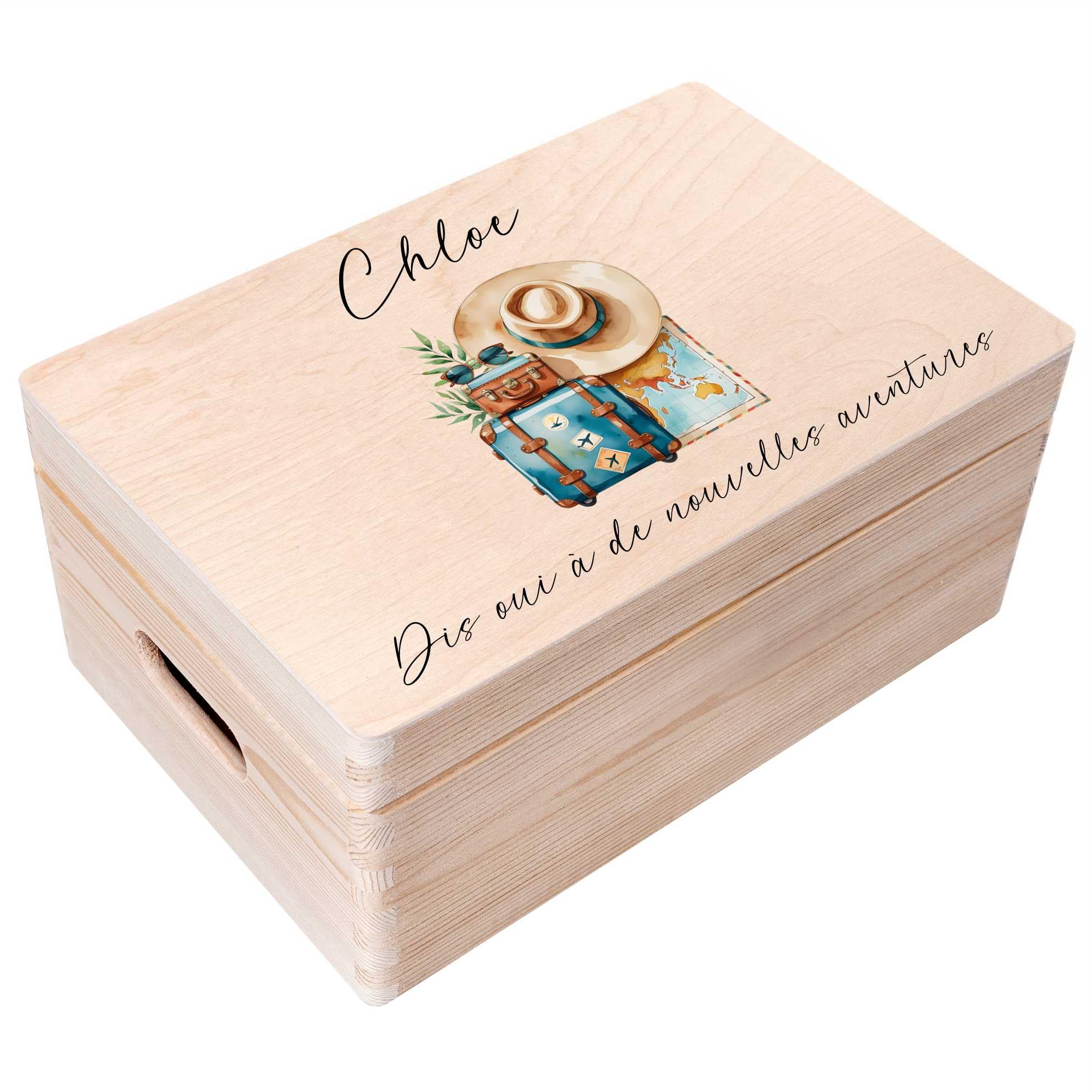 Creative Deco Personalised coffret voyage 40x30 cm bois avion