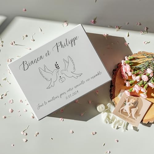 Creative Deco Mariage Colombe boîte souvenirs 40x30 cm