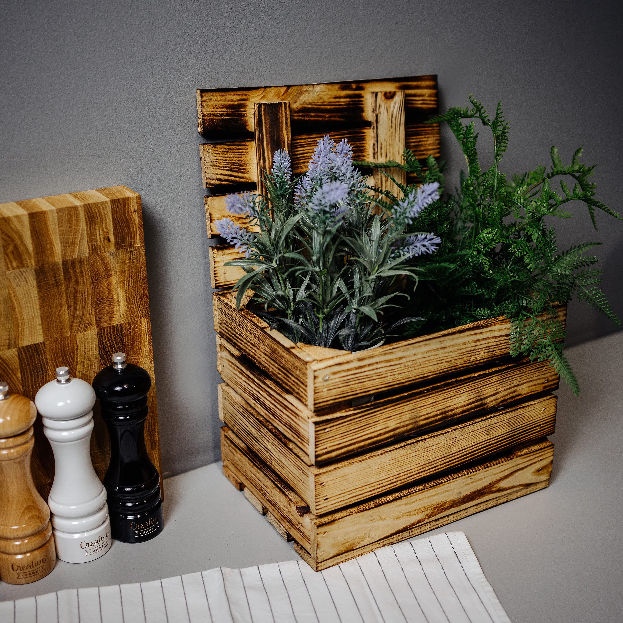 Creative Deco Boîte bois flammé 27,5x20x21,5 cm naturel pin