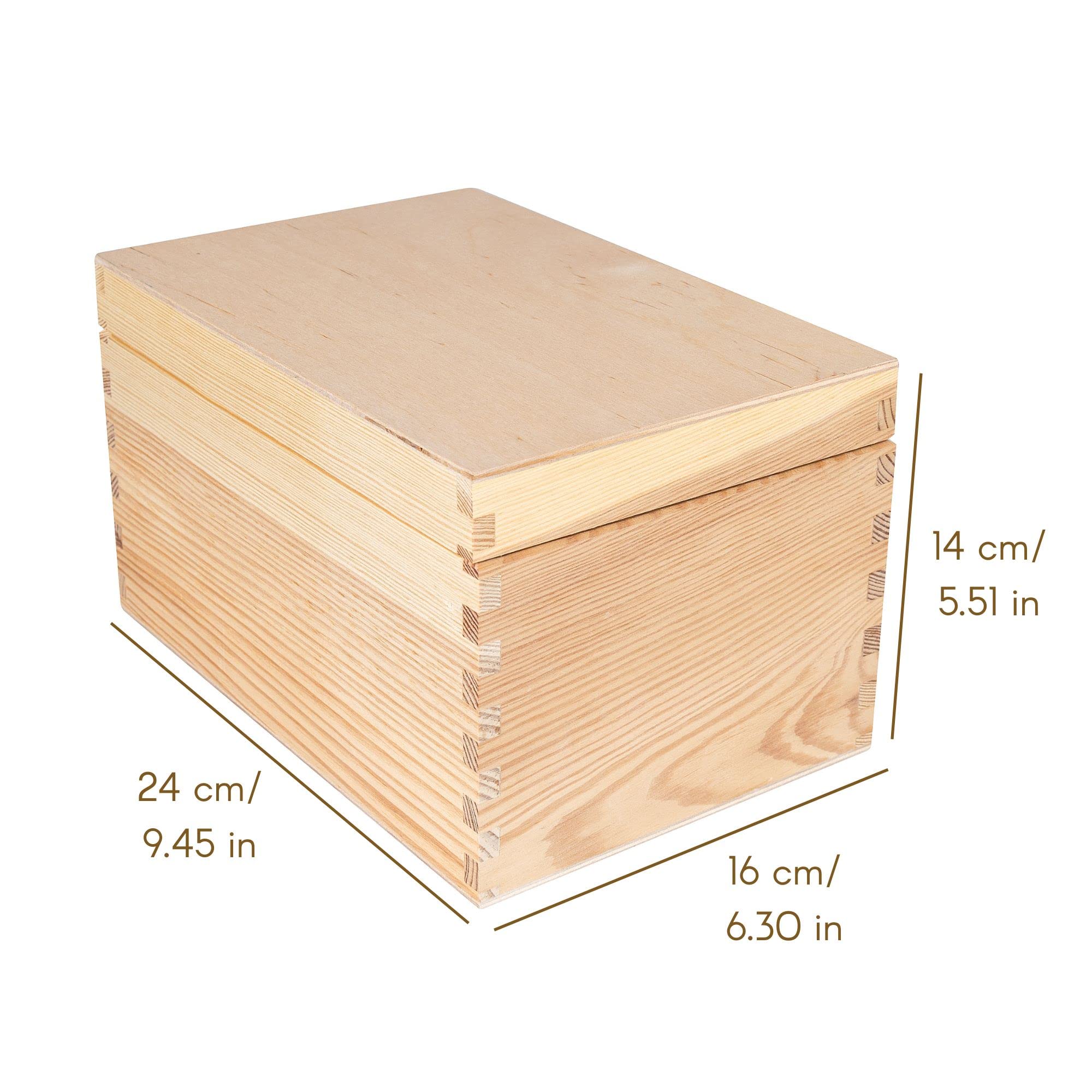 Creative Deco Boîte Bois CD DVD 16x24 cm 3 Compartiments Brute