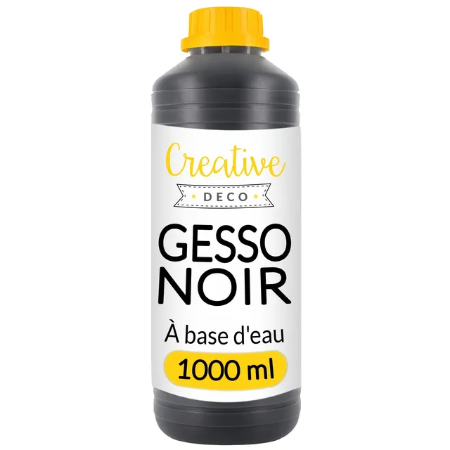 Creative Deco Gesso acrylique noir 1 L sous-couche apprêt toile