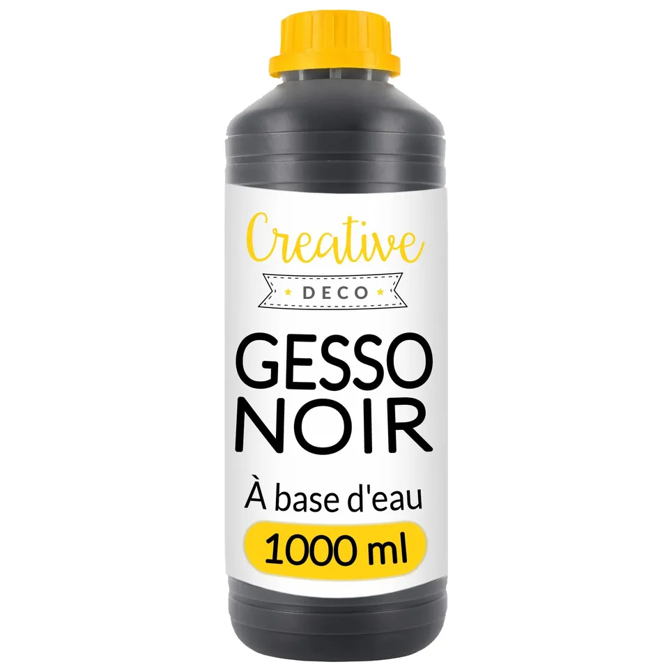 Creative Deco Gesso acrylique noir 1 L sous-couche apprêt toile