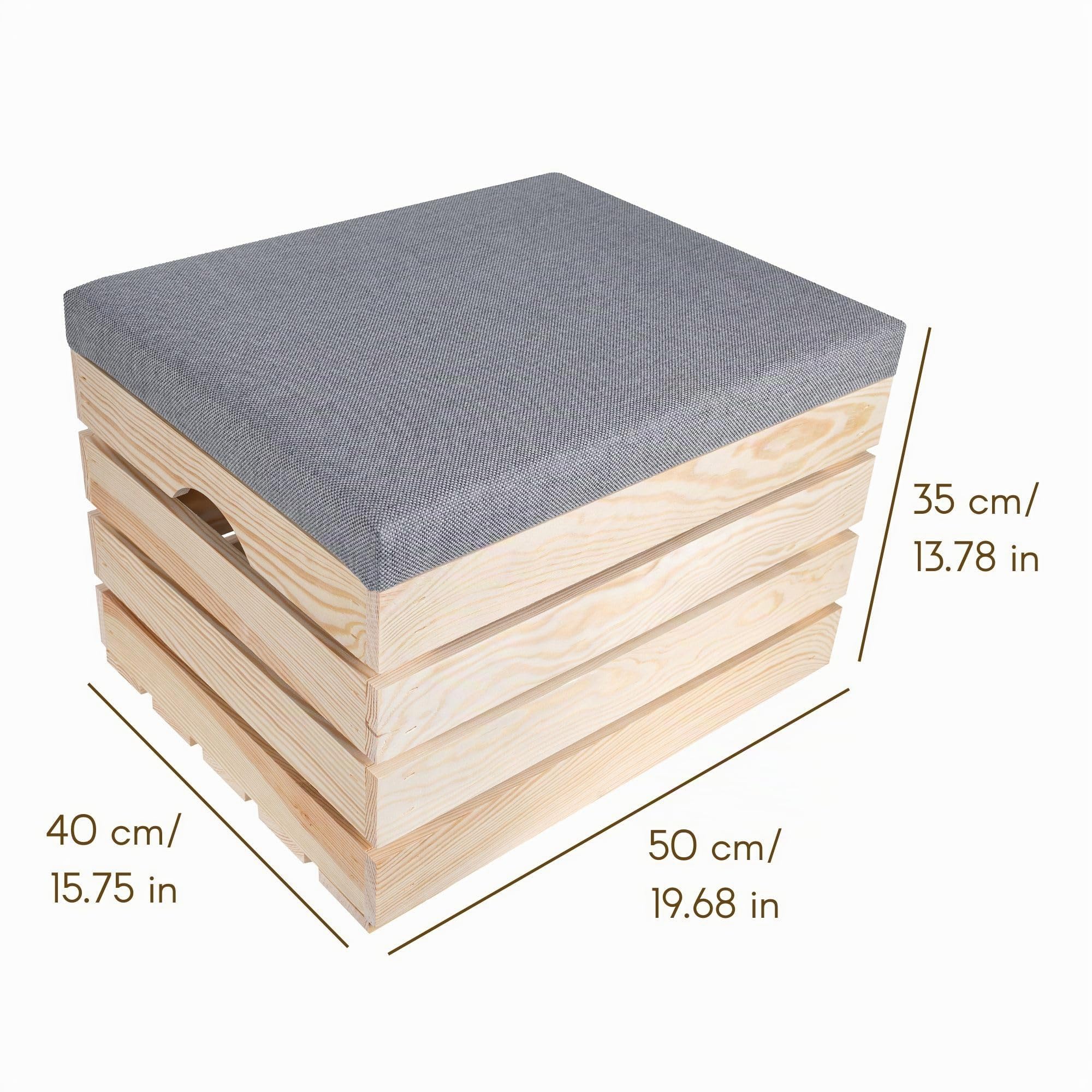 Creative Deco Coffre Rangement Bois 50x40x35 cm Beige