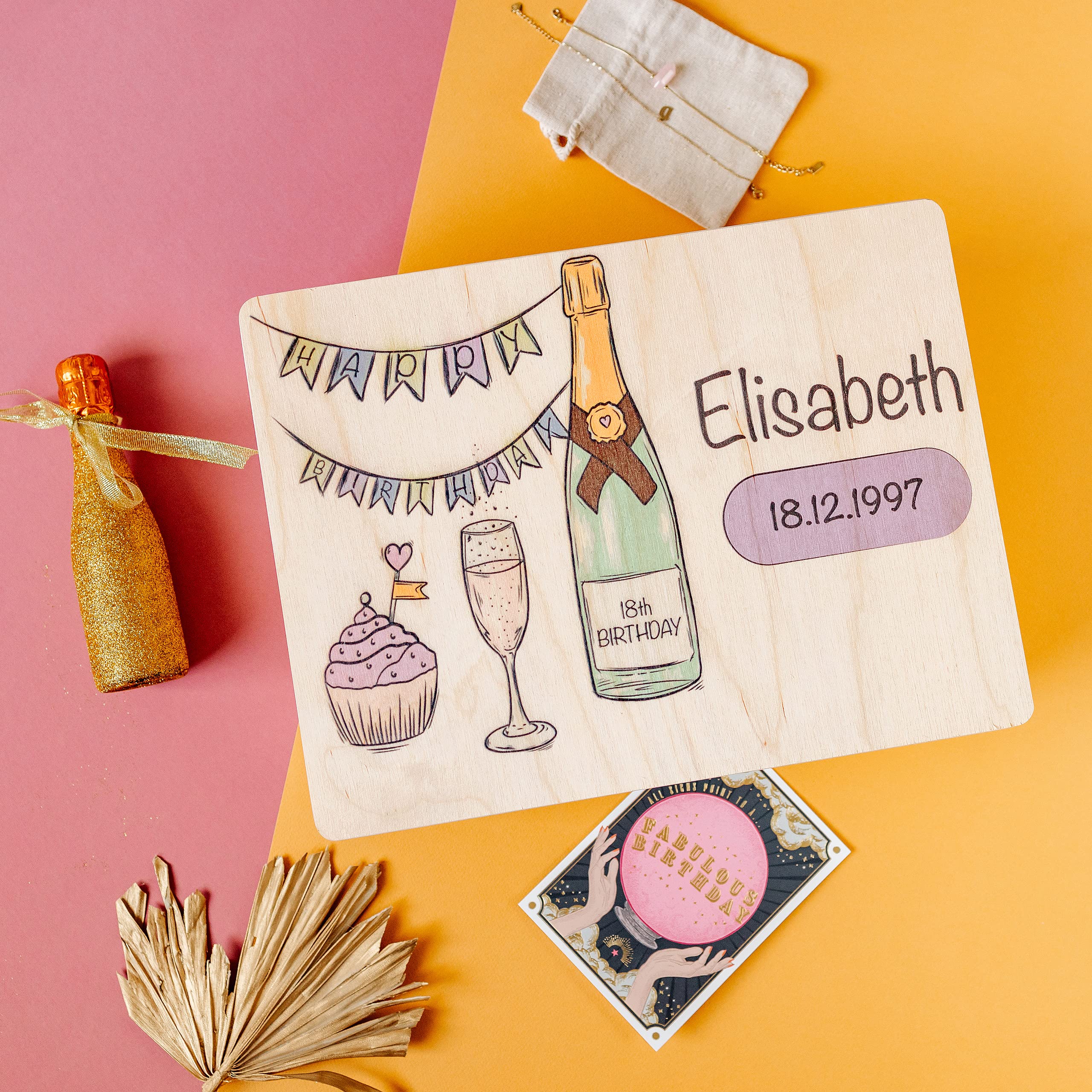 Creative Deco Boîte Anniversaire Texte 40x30x14 cm bois