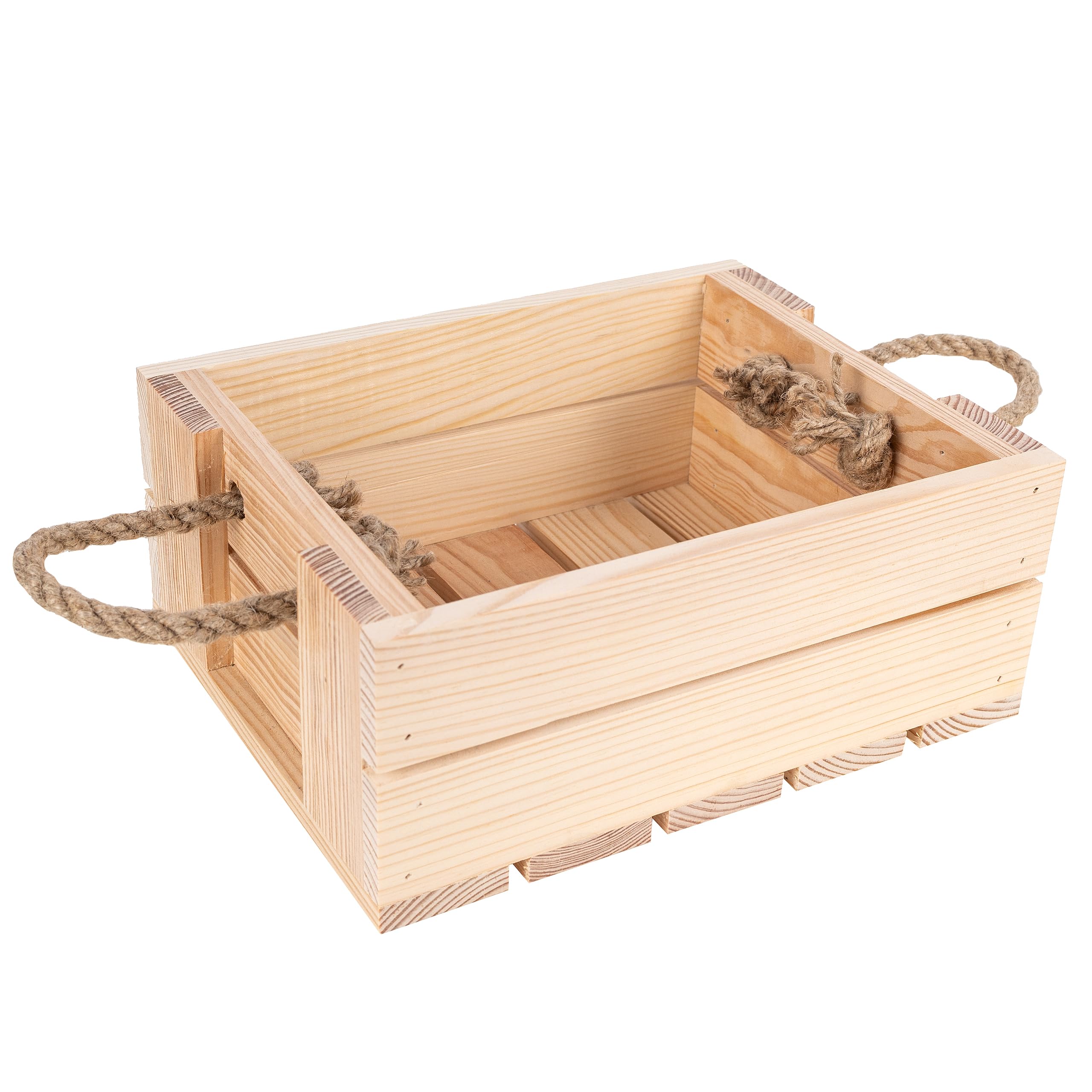 Creative Deco Wood caisse bois naturel 42x29x16 cm poignées jute