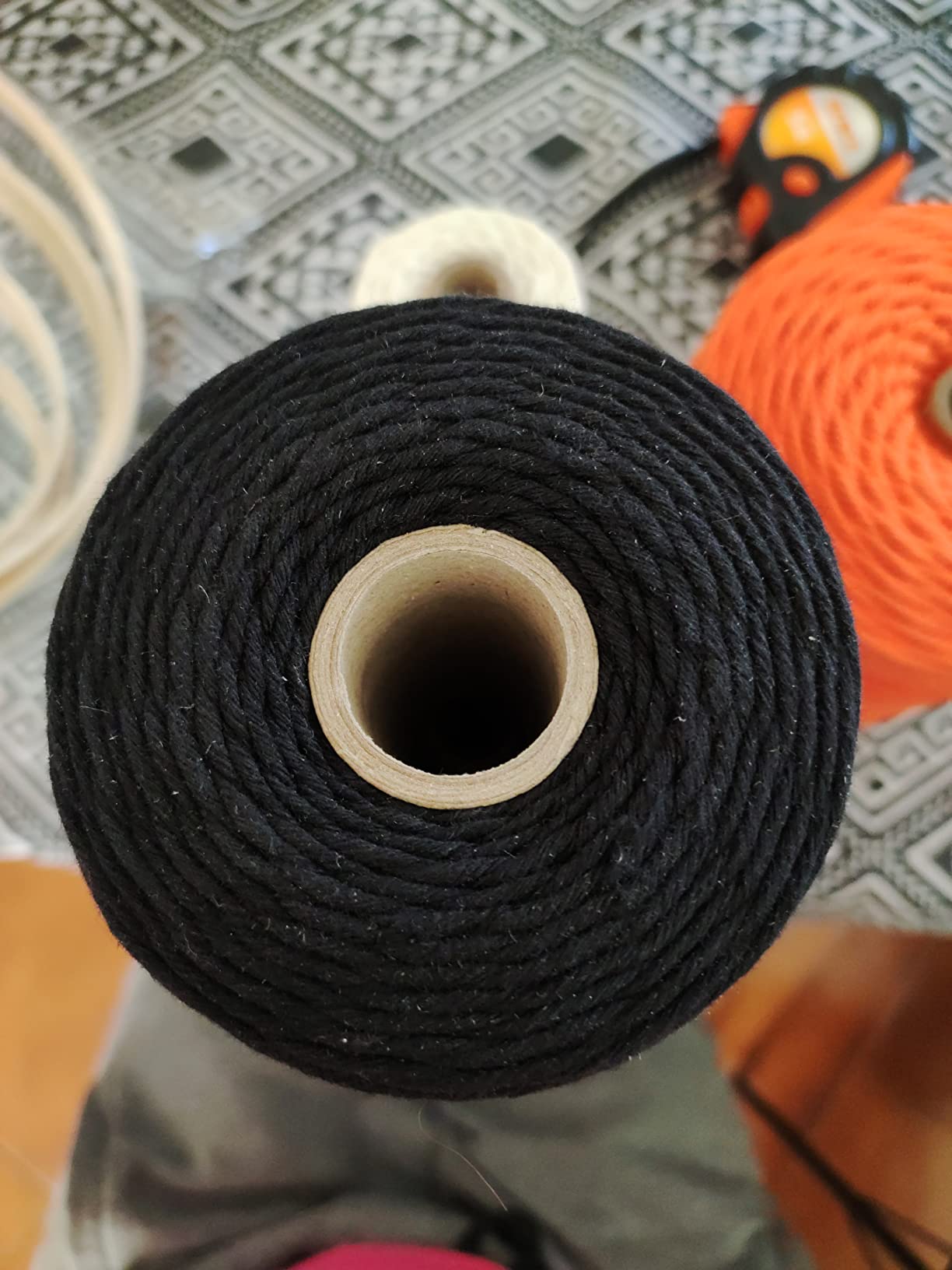 Creative Deco corde macramé coton noir 3 mm 200 m