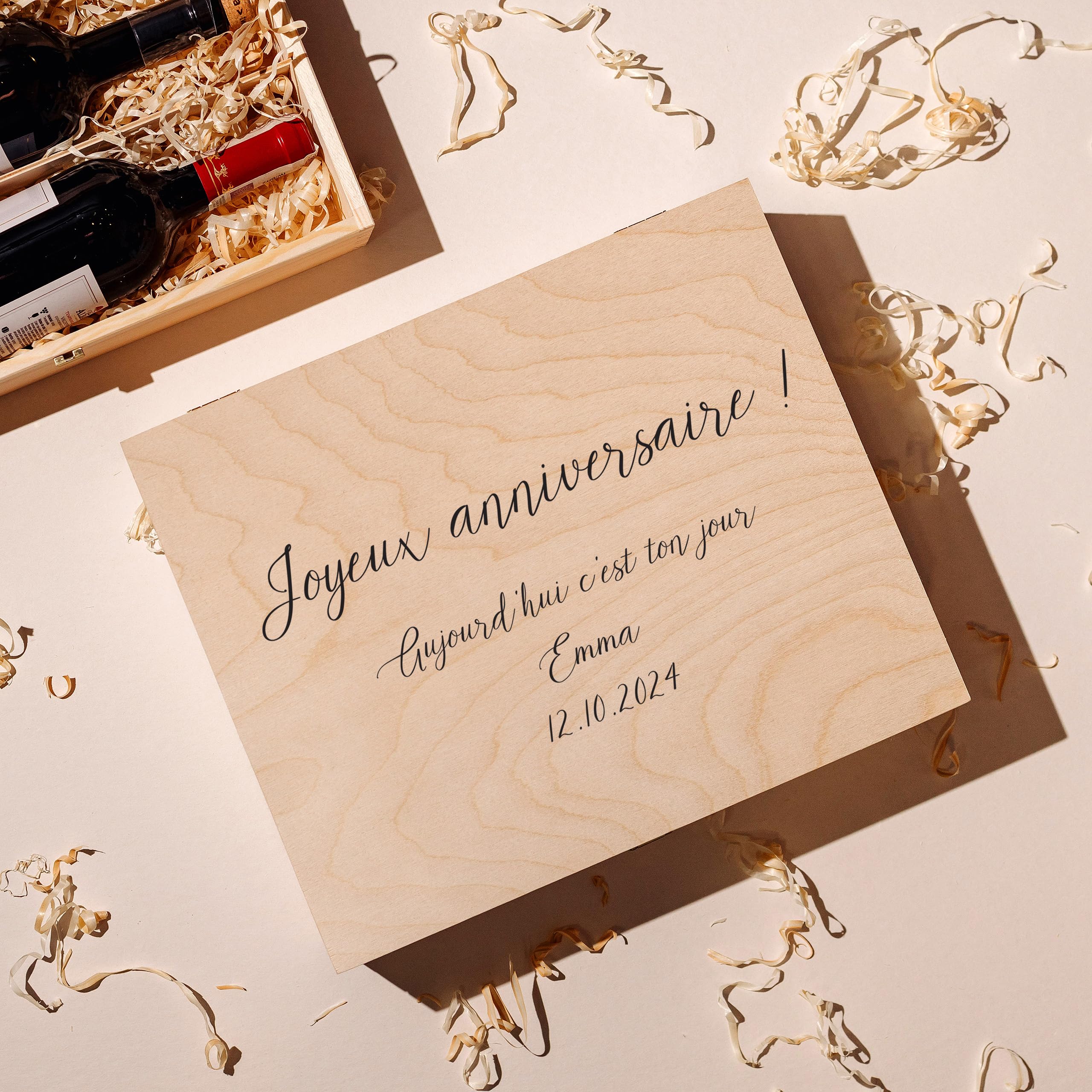 Creative Deco Boîte Vin Bois Texte Souhaité 35 cm Cadeau