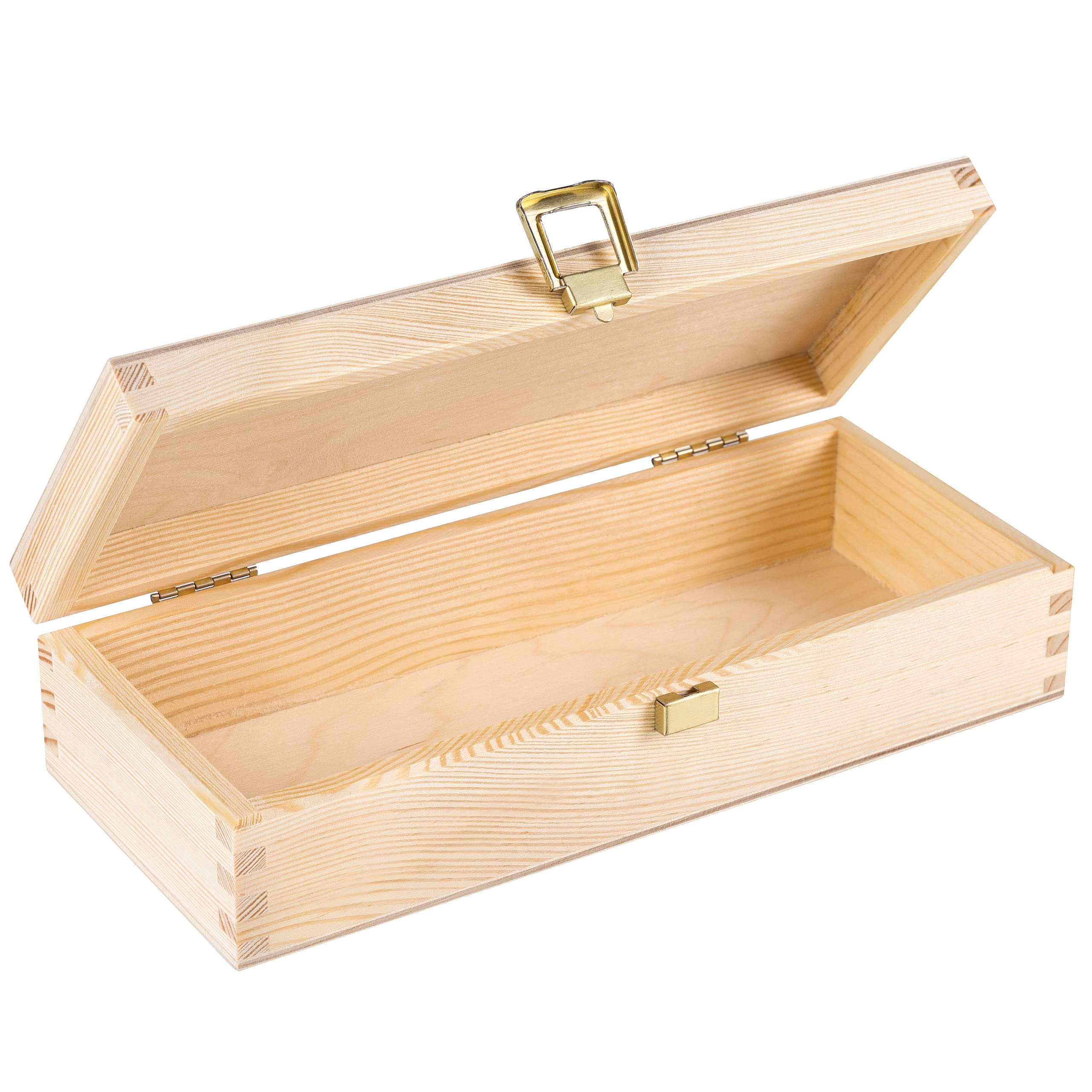 Creative Deco Boîte bois brut 24 cm avec fermoir à décorer