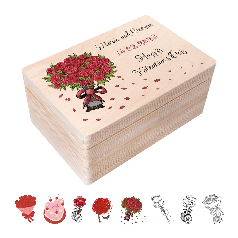 Creative Deco Boîte Bois Cadeau Femme 30x20x14cm