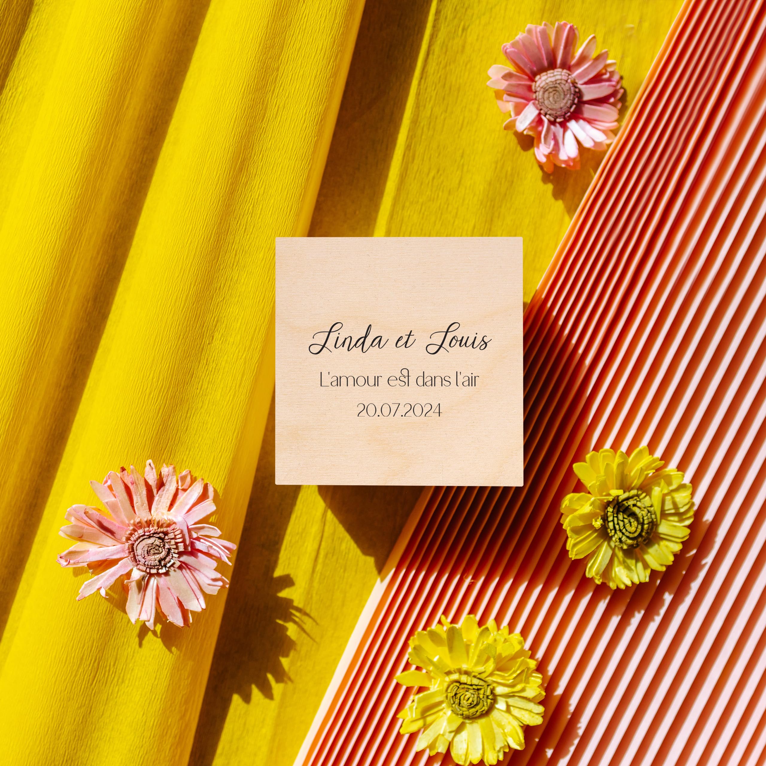Creative Deco Texte souhaité boîte bois 10x10 cm beige personnalisée