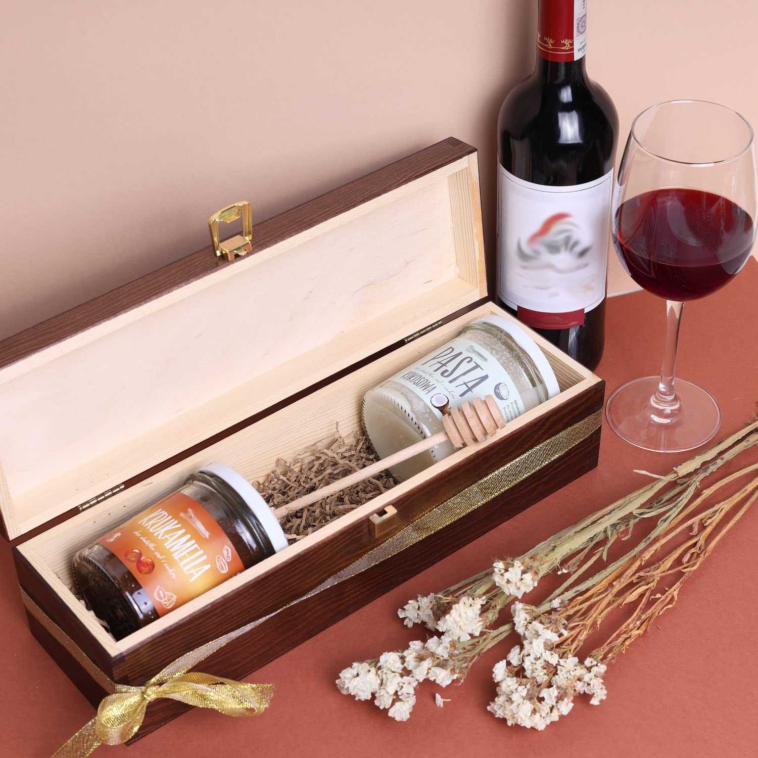 Creative Deco Caisse Vin Bois 1 Bouteille Marron 36x11 cm